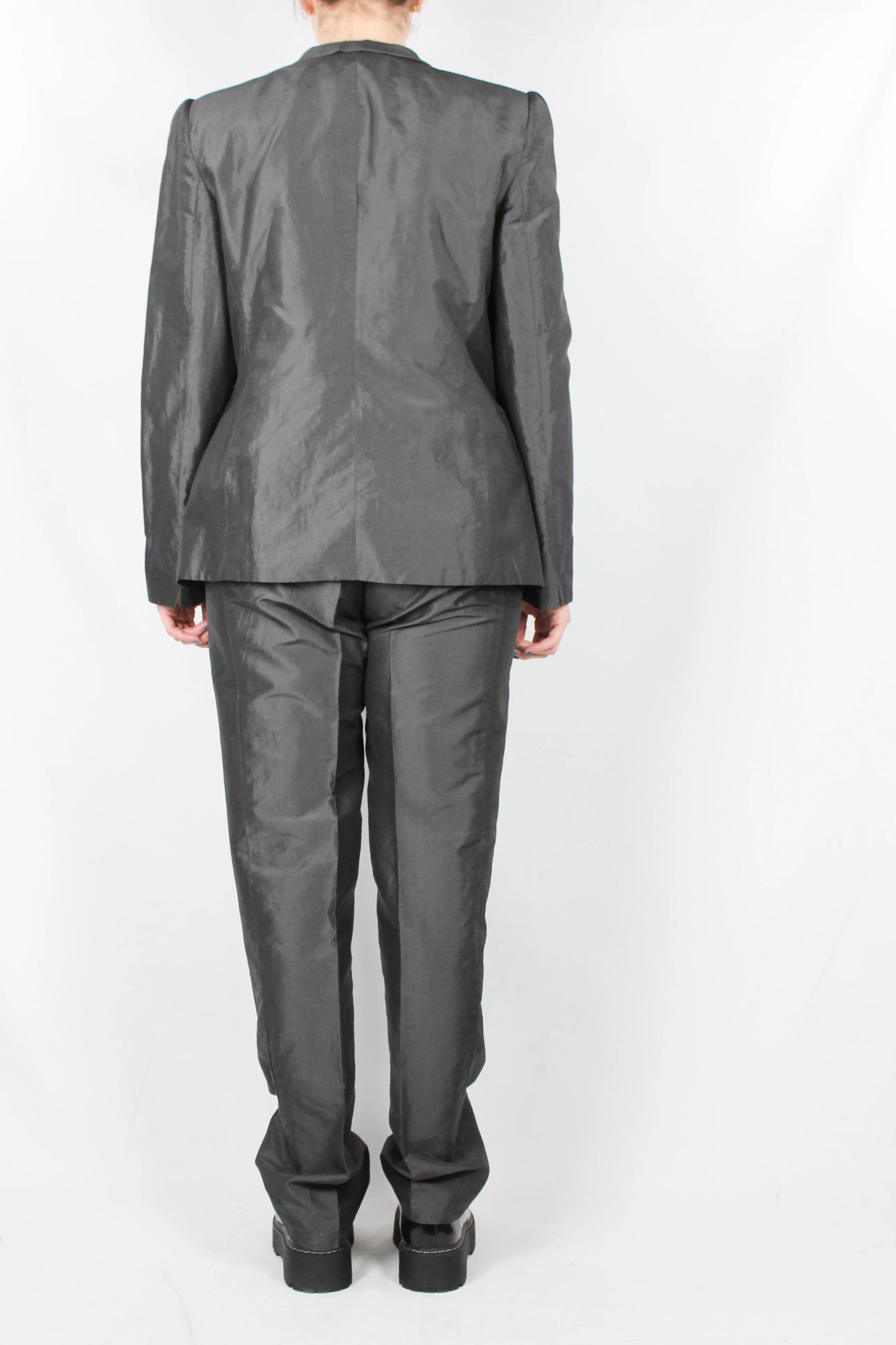 Dark grey silk tailleur