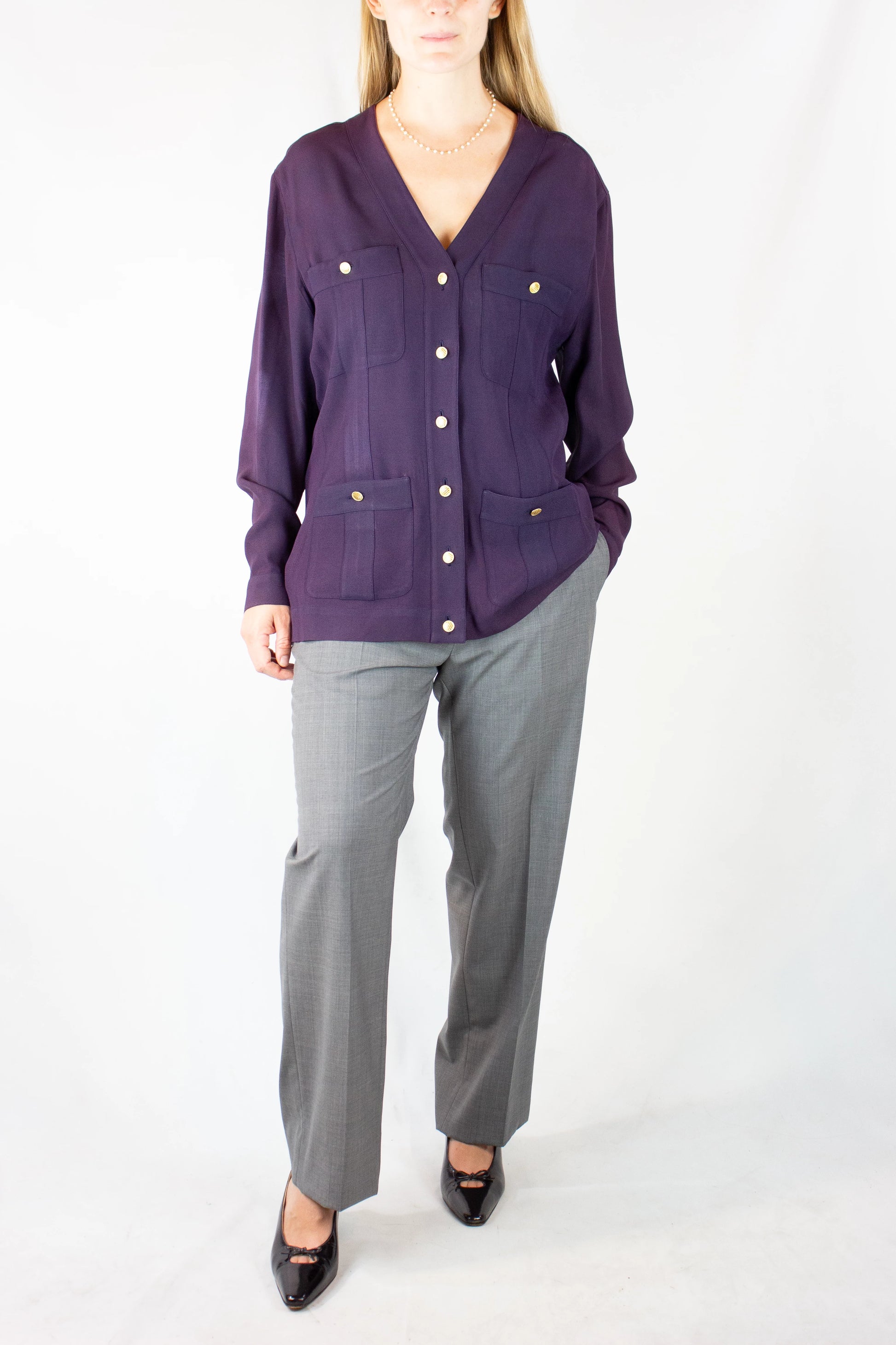 Vintage Purple Silk Blouse