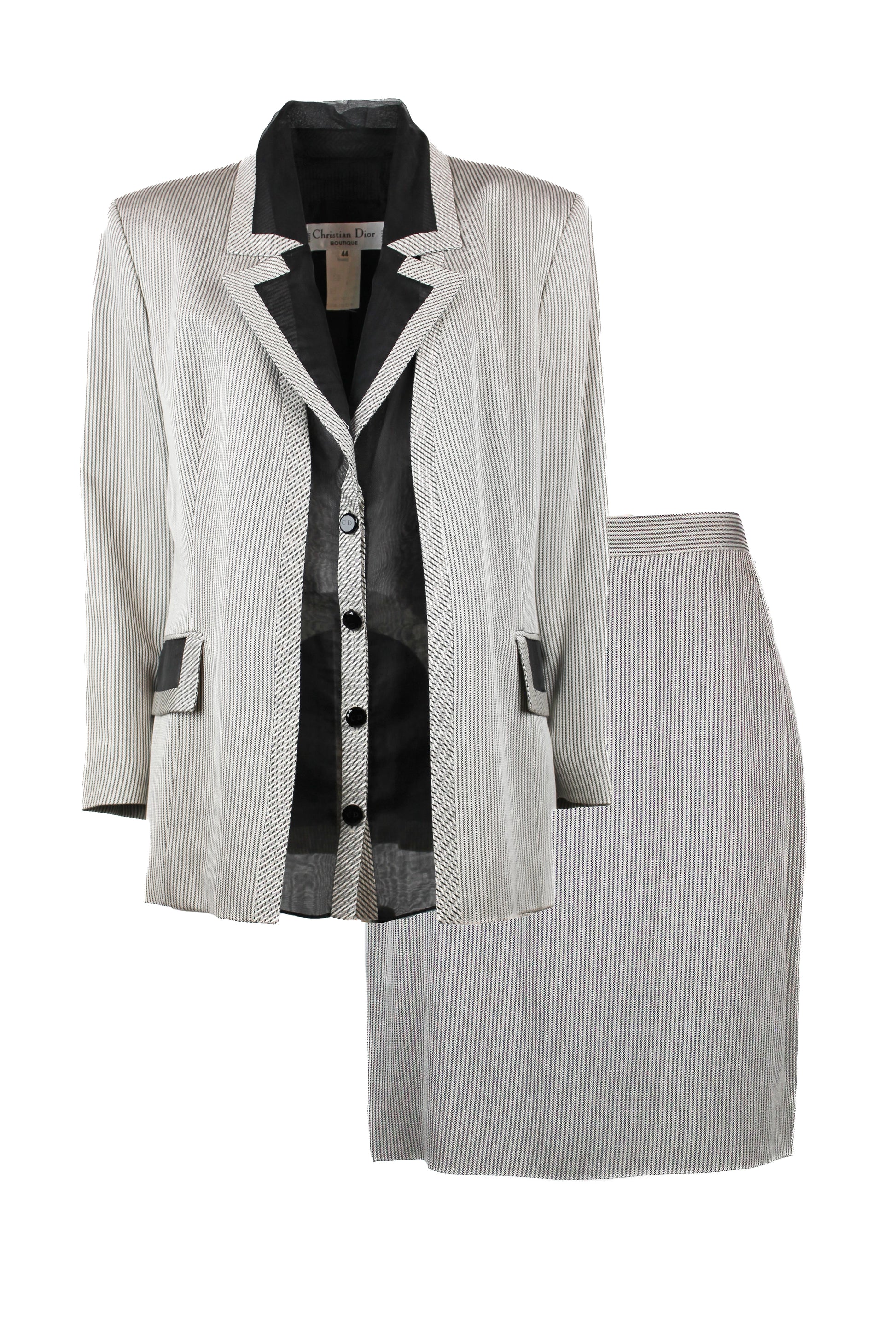 Tailleur with Midi Skirt and Chiffon Detail Jacket