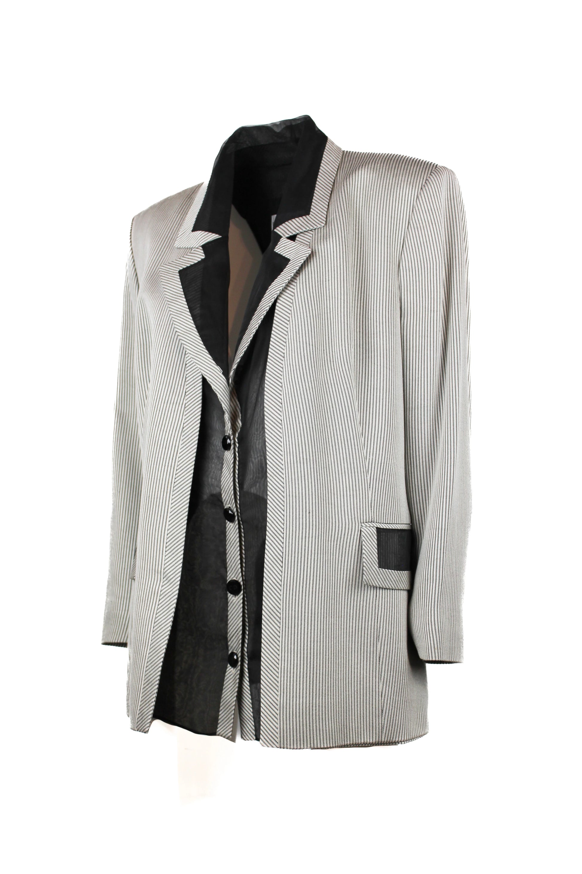 Tailleur with Midi Skirt and Chiffon Detail Jacket