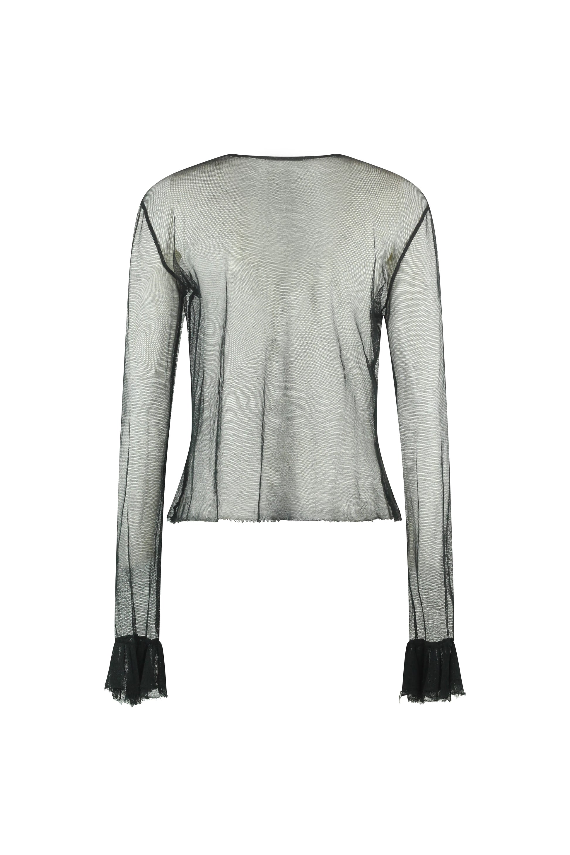 Black Tulle Top with Rhinestone Embellishments SS2001