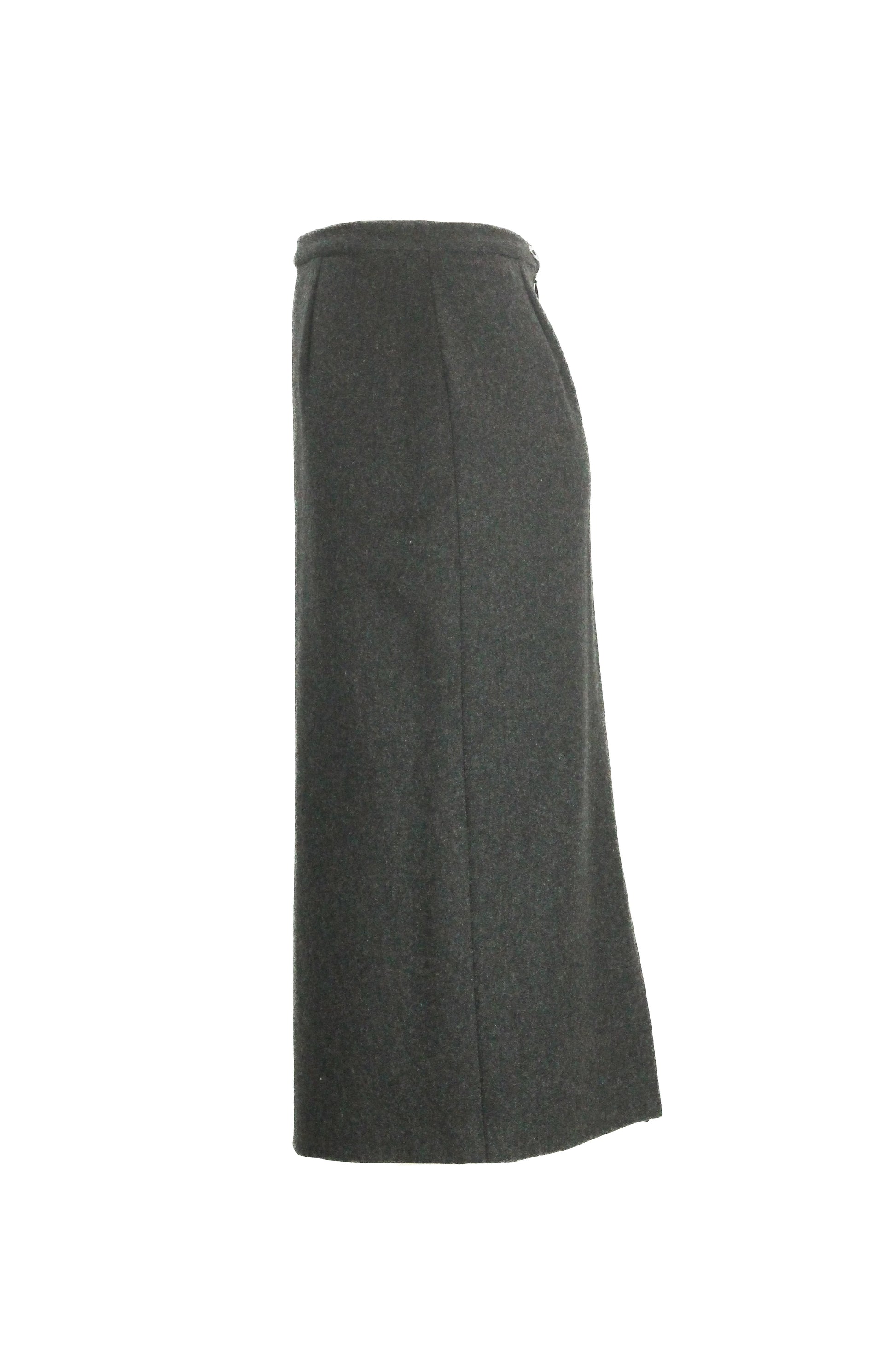 Wool midi skirt with floral embroidery and slit