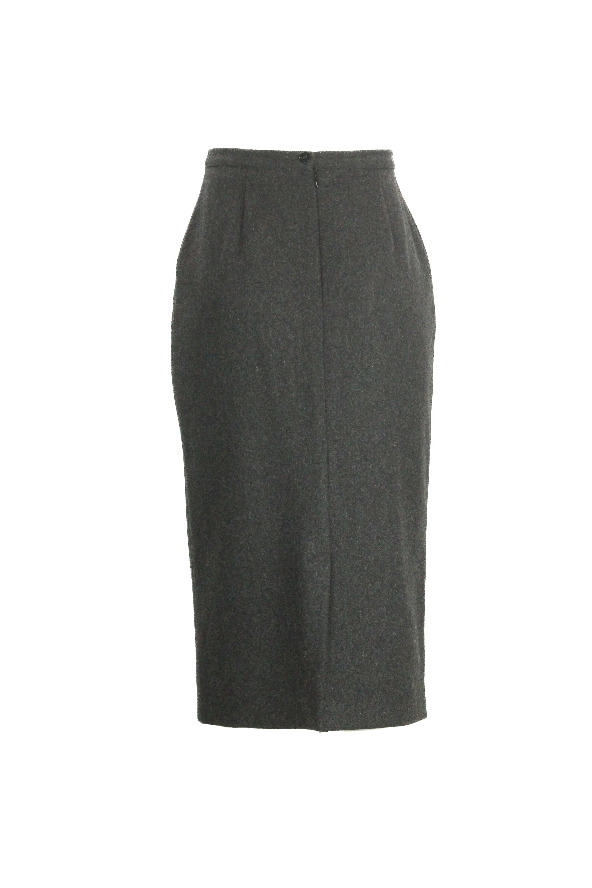 Wool midi skirt with floral embroidery and slit