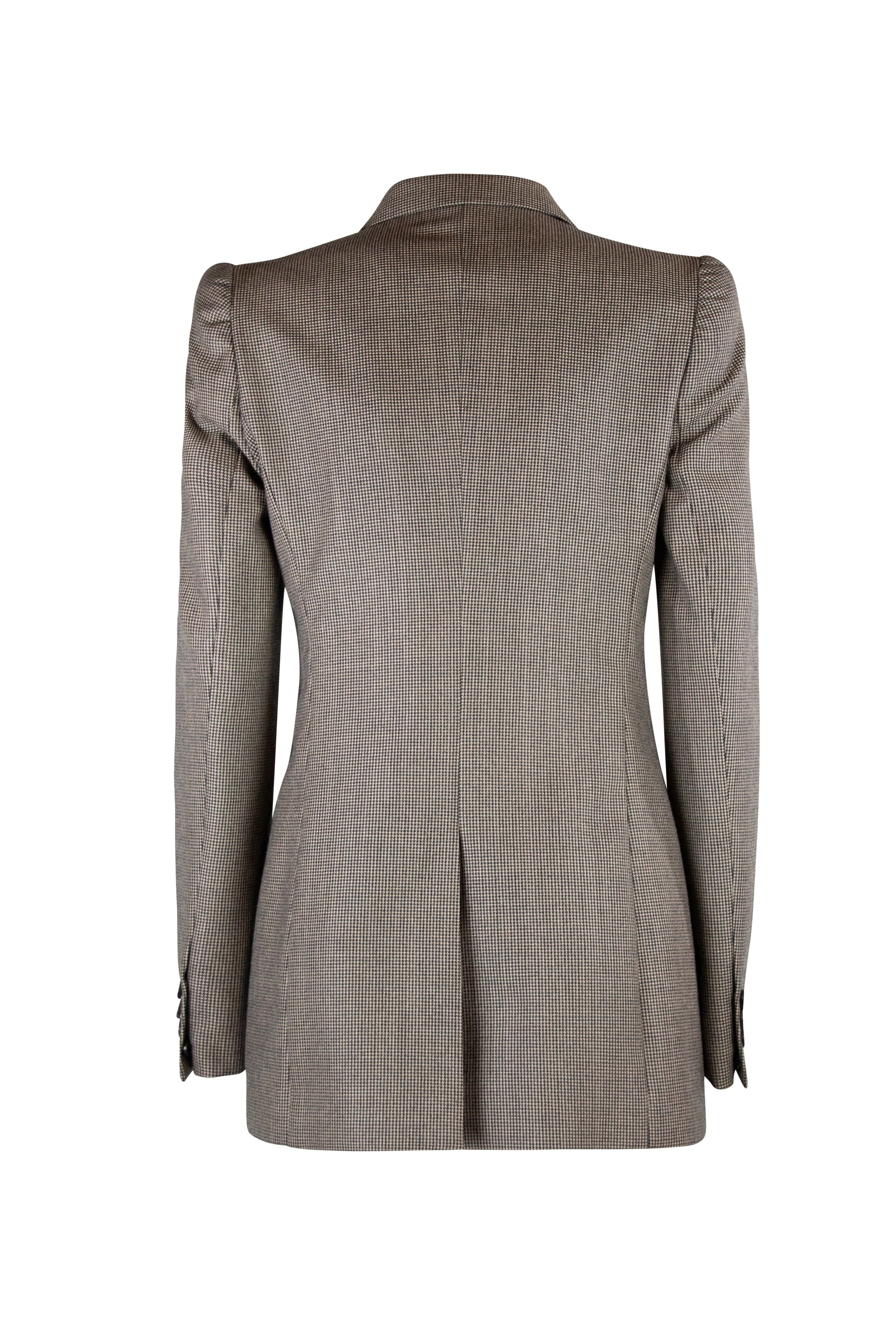 Tailleur in Micro-Checked Wool with Double-Breasted Jacket