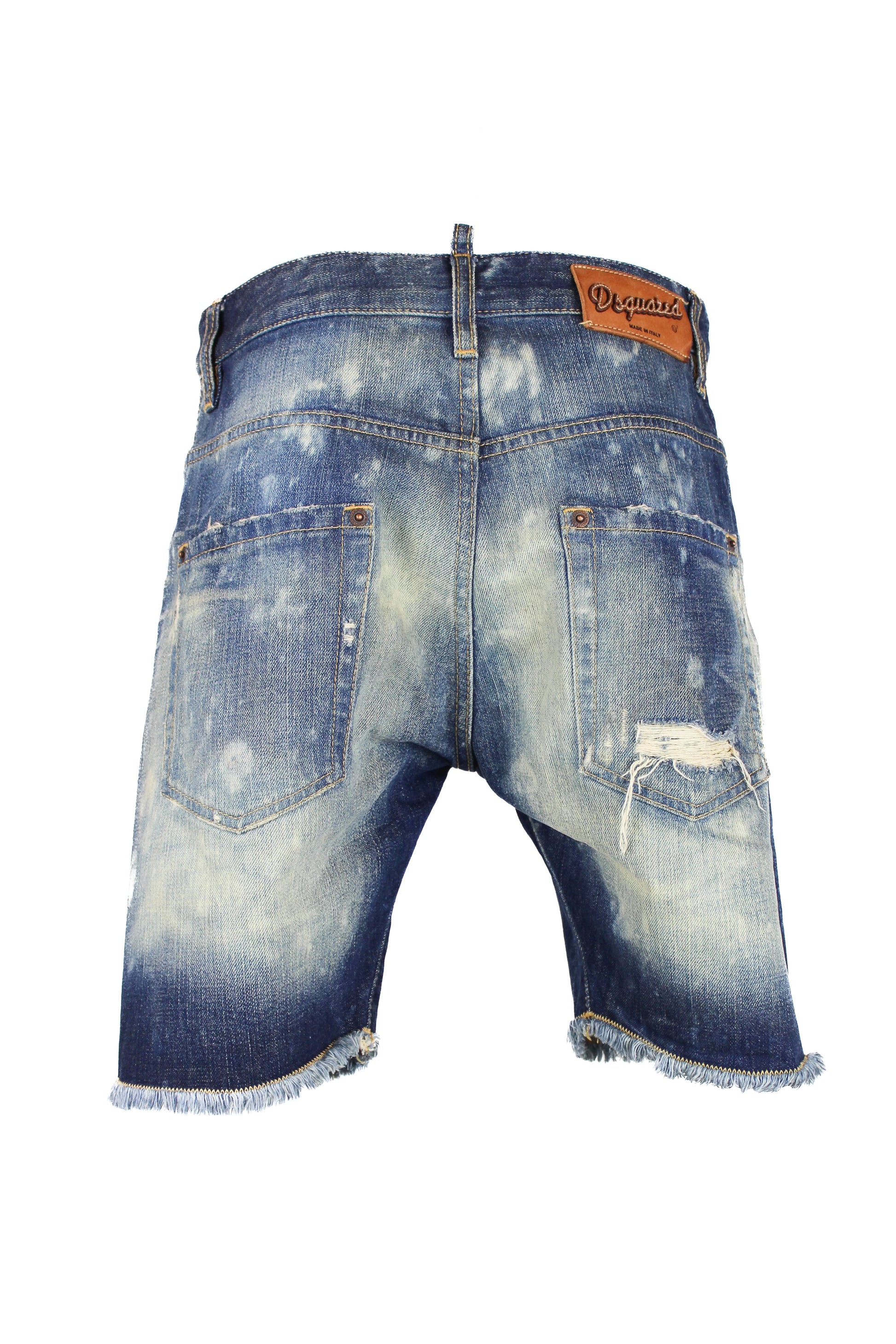 Distressed Blue Denim Bermuda Shorts