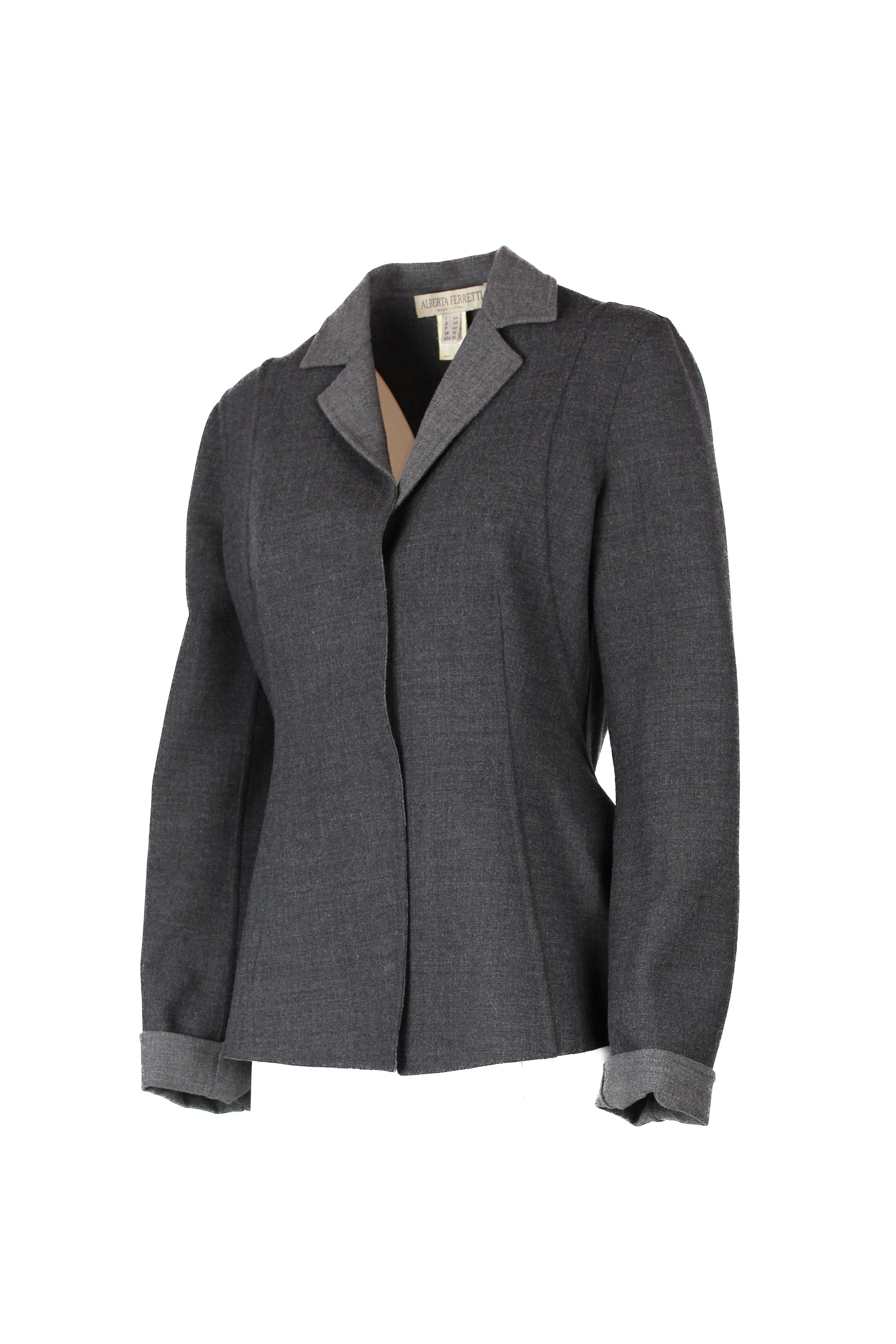 Blazer aderente in lana grigia bicolore