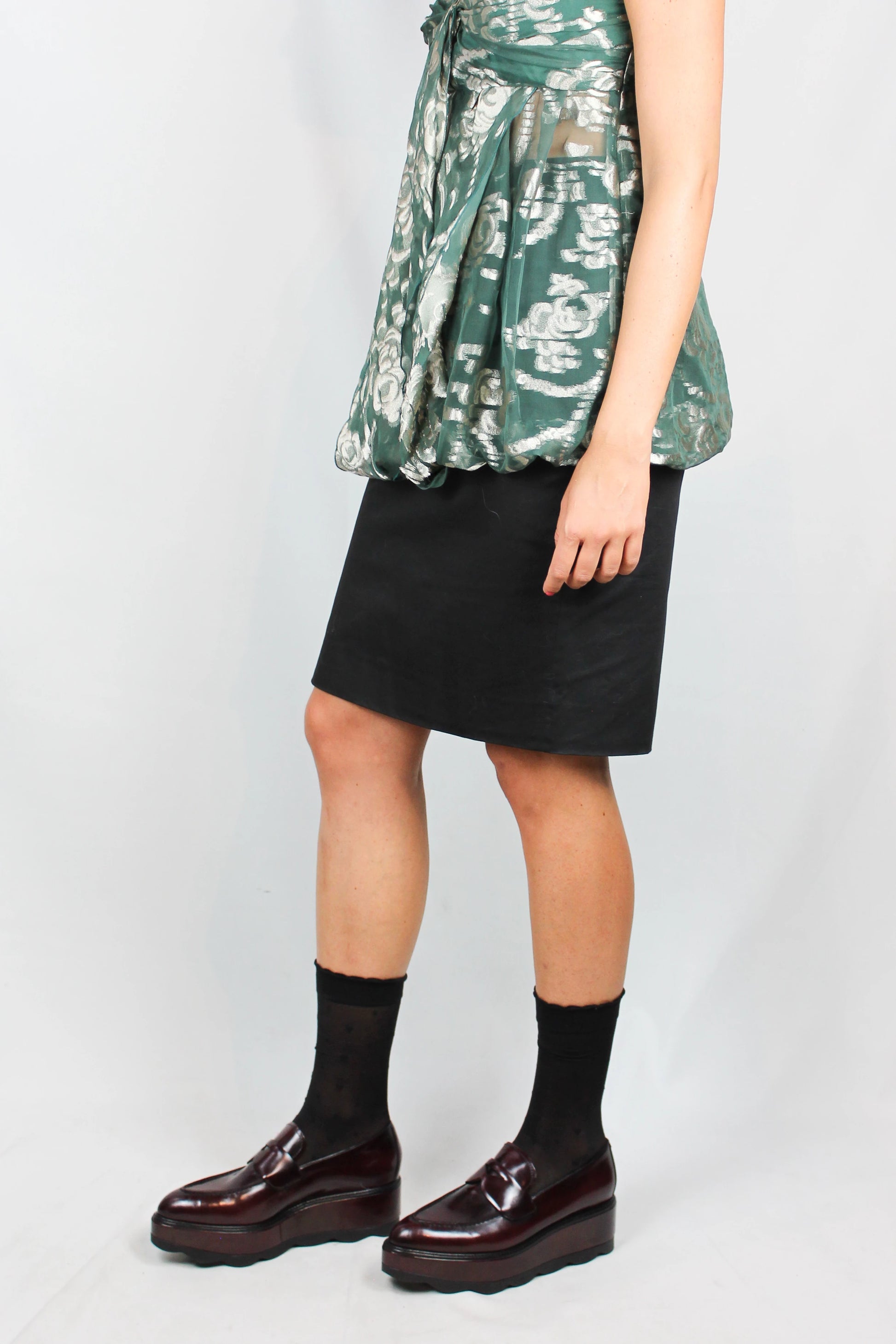 Black cotton pencil skirt