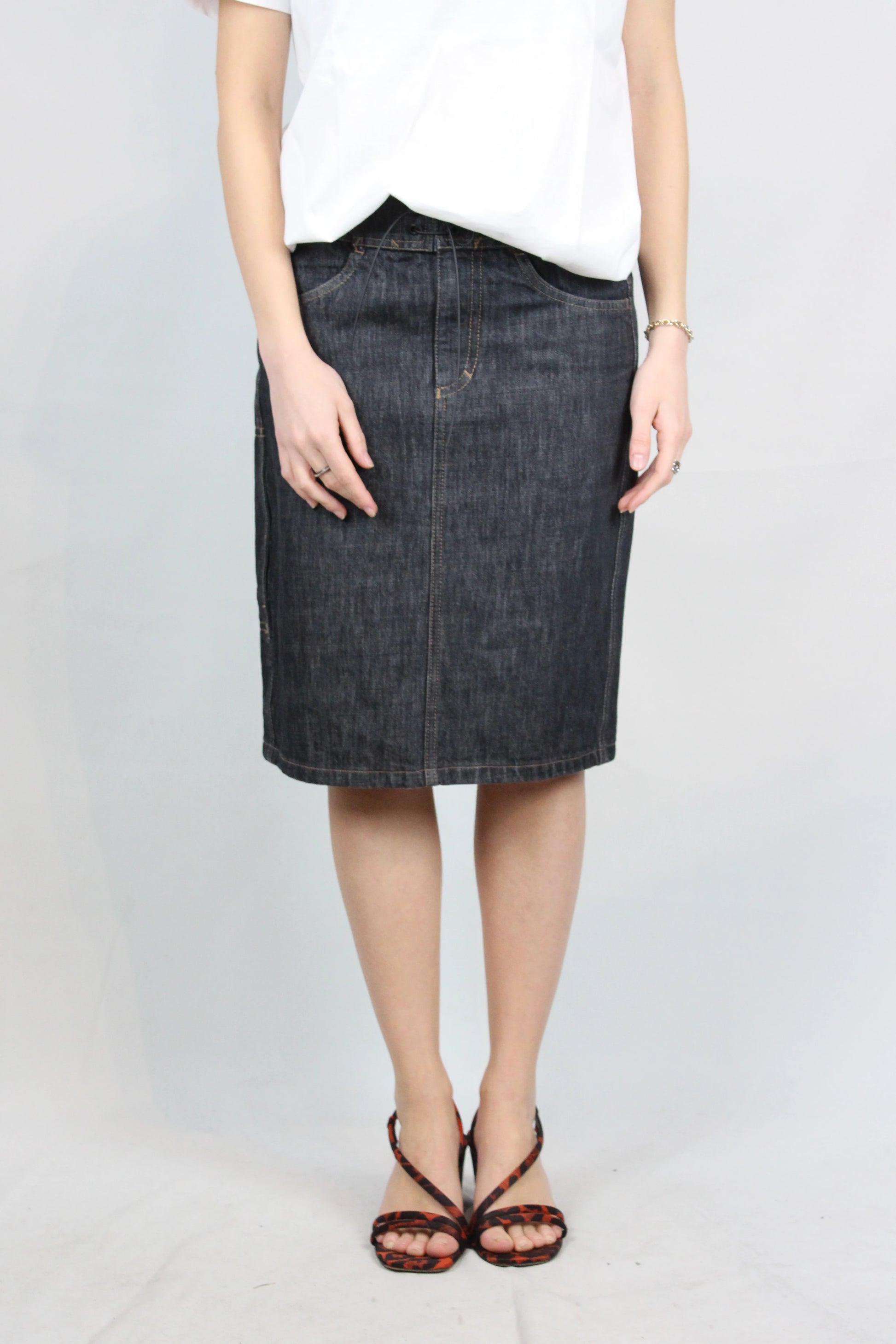 Vintage denim skirt with string closure