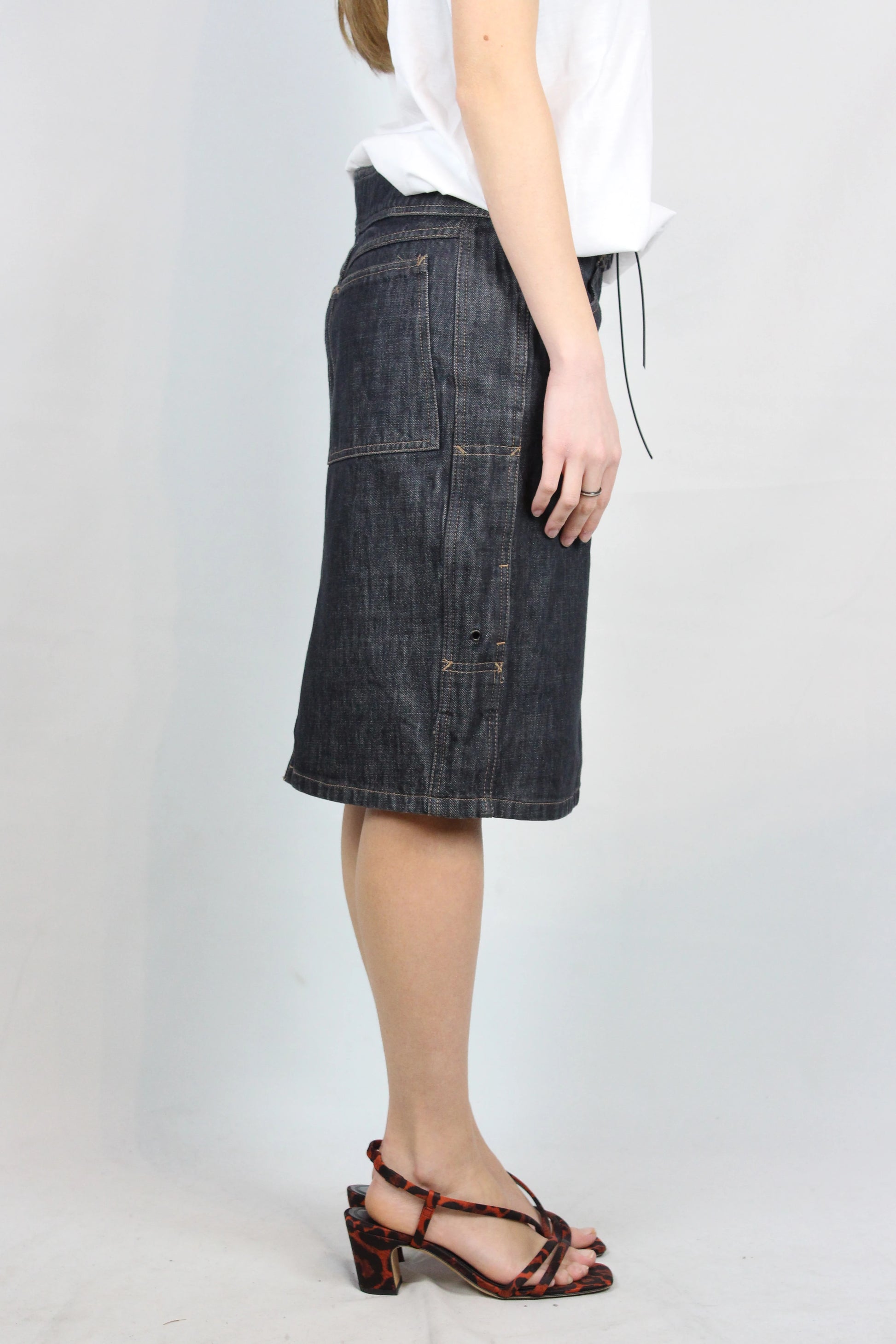 Vintage denim skirt with string closure