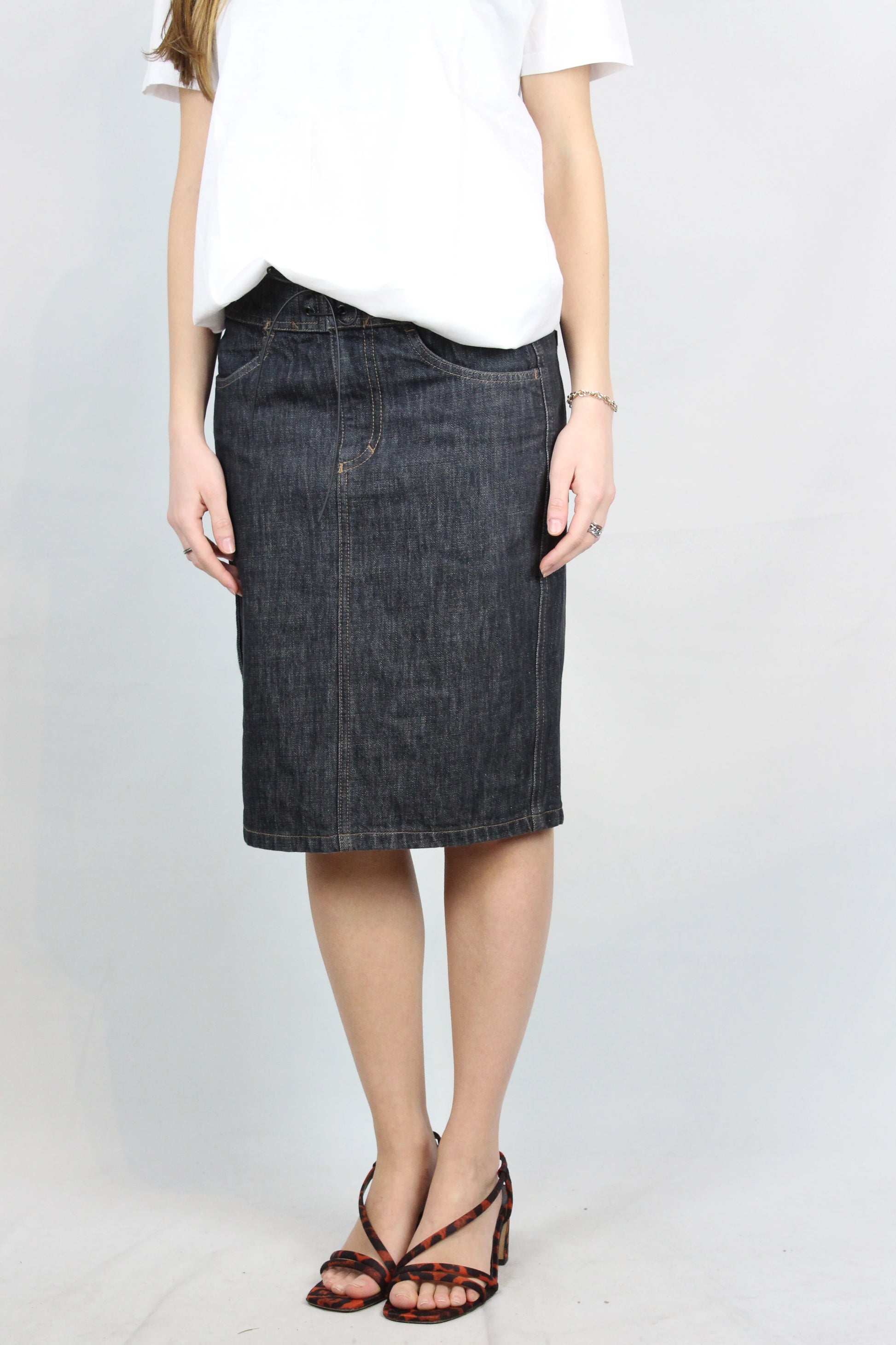 Vintage denim skirt with string closure