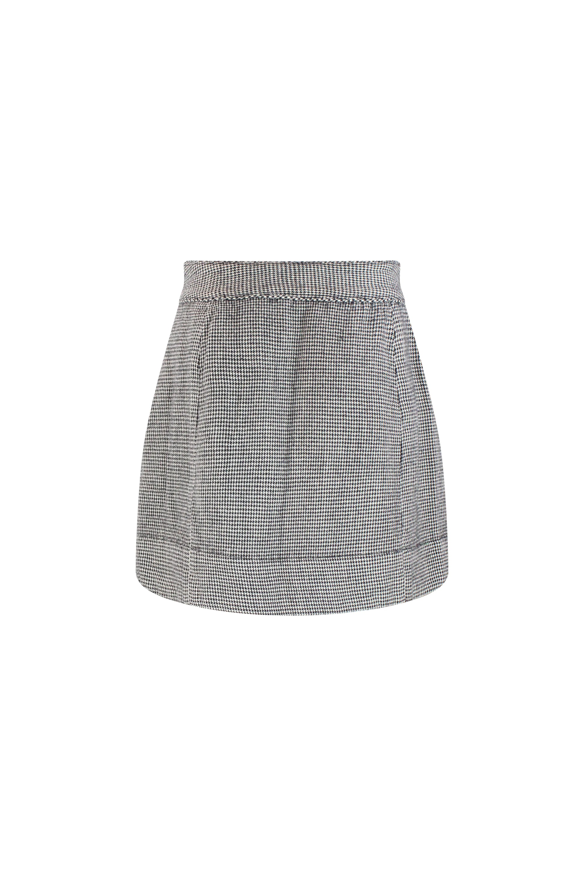 Pied de poule miniskirt with golden buttons