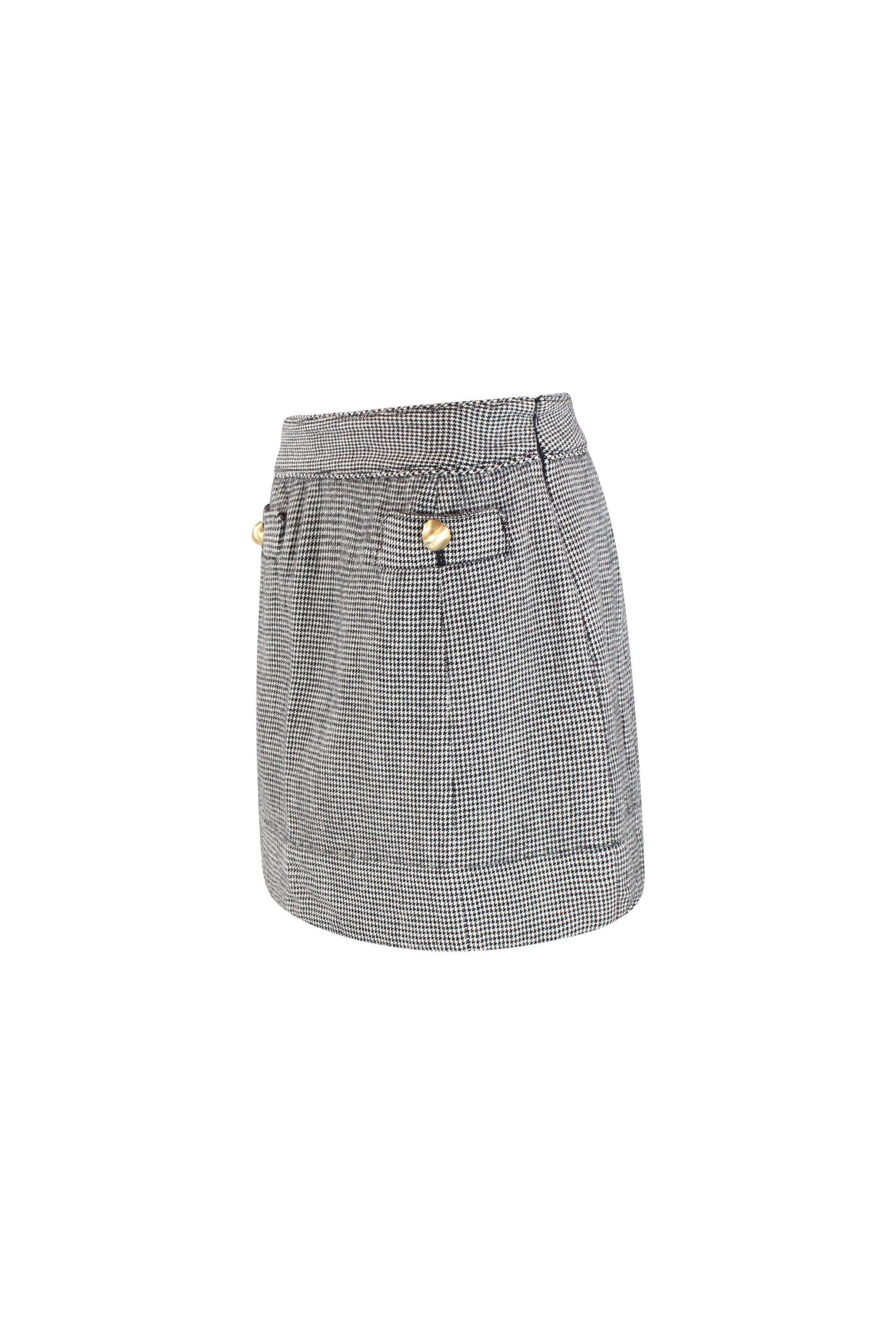 Pied de poule miniskirt with golden buttons