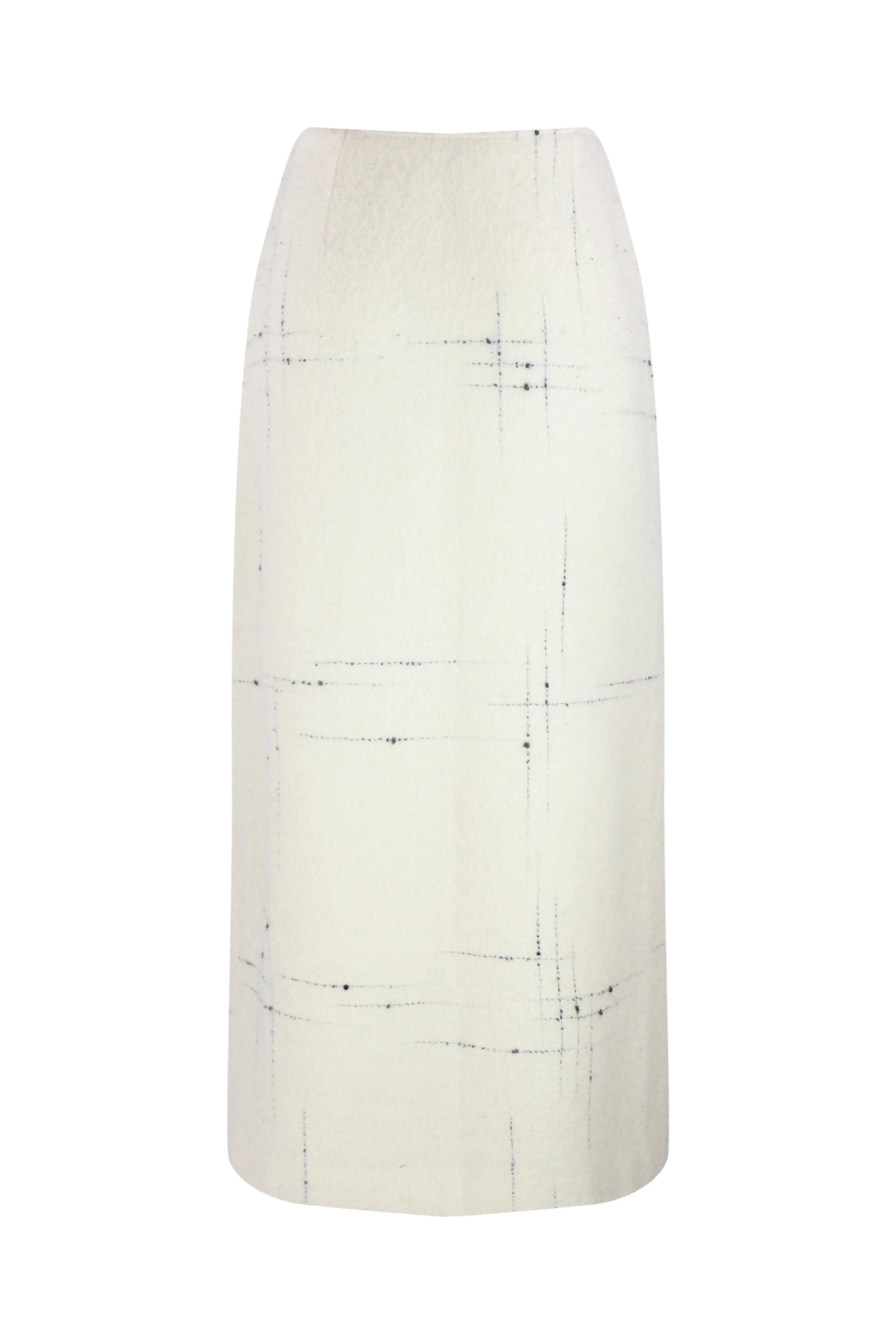 Wool wrap skirt with black stitching and leather closure