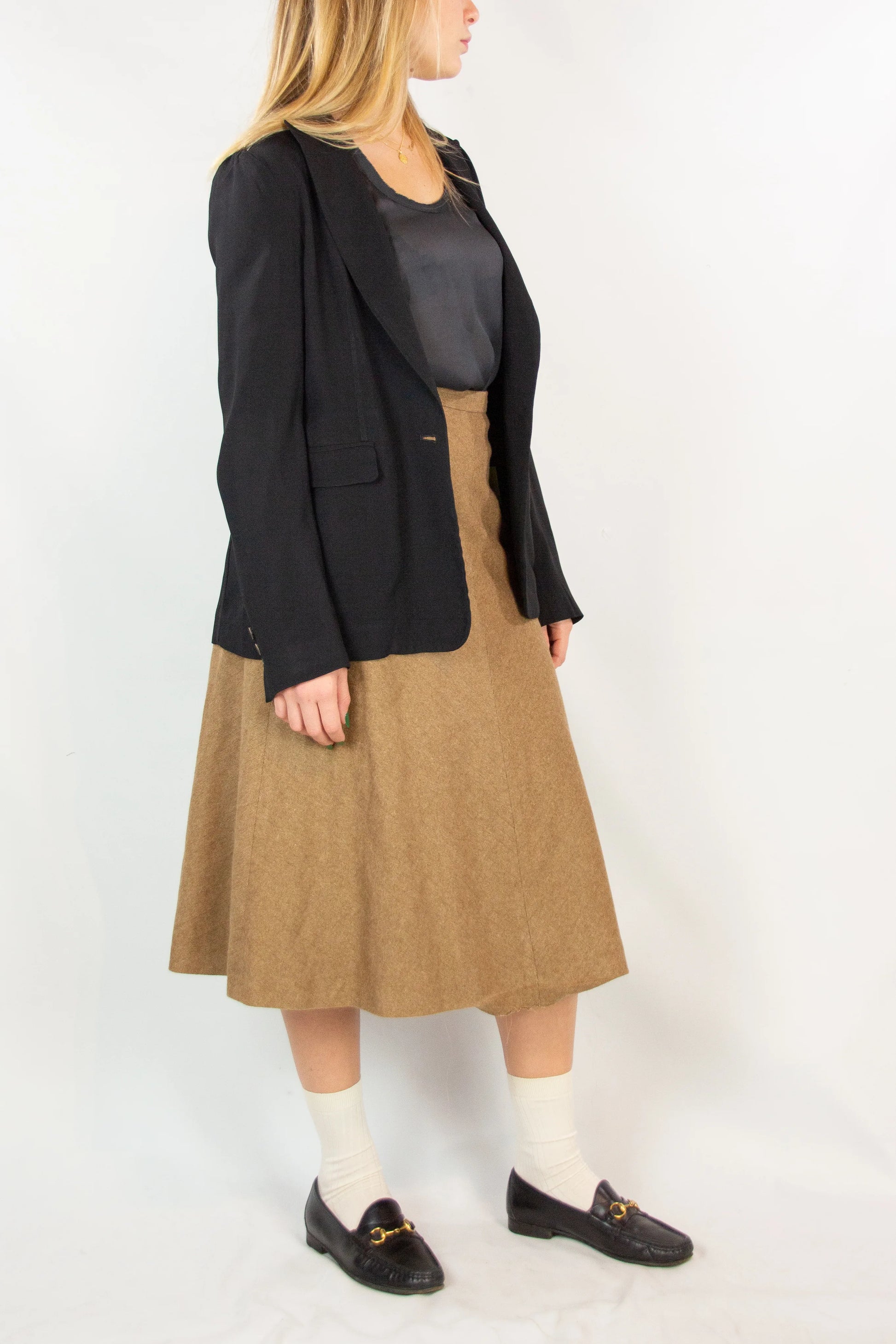 Beige Angora Blend Full Skirt
