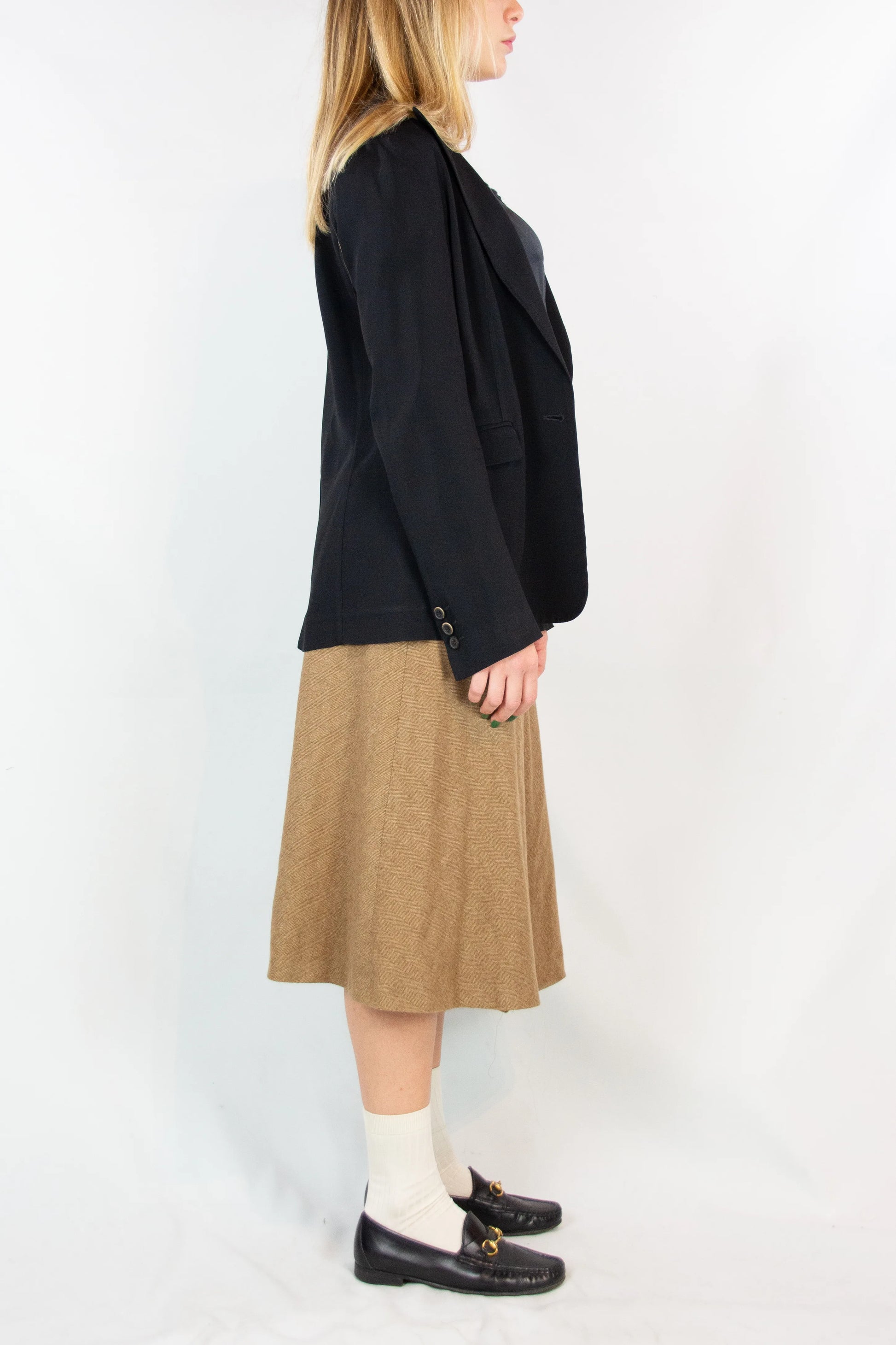 Beige Angora Blend Full Skirt