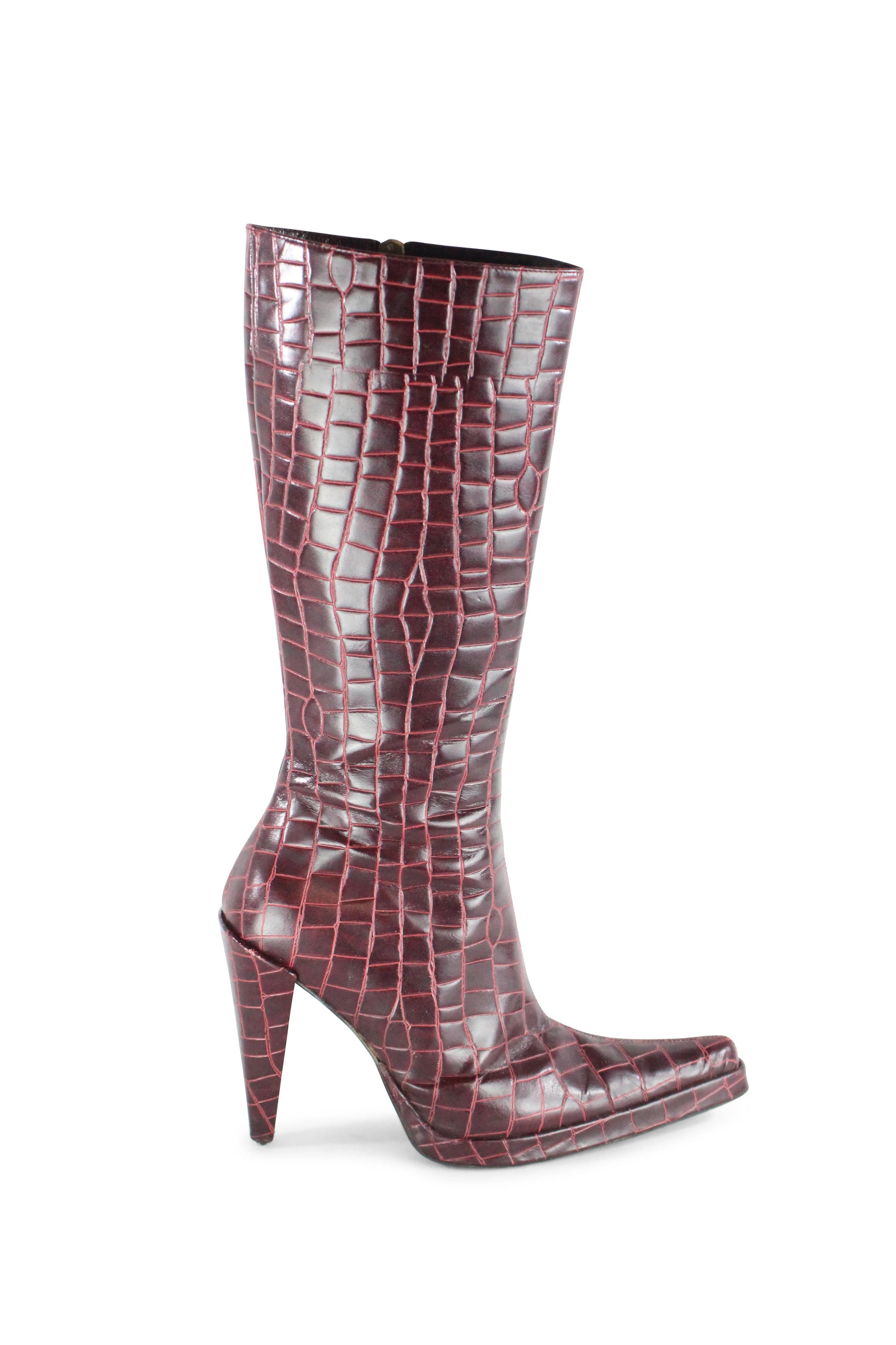Crocodile printed boots