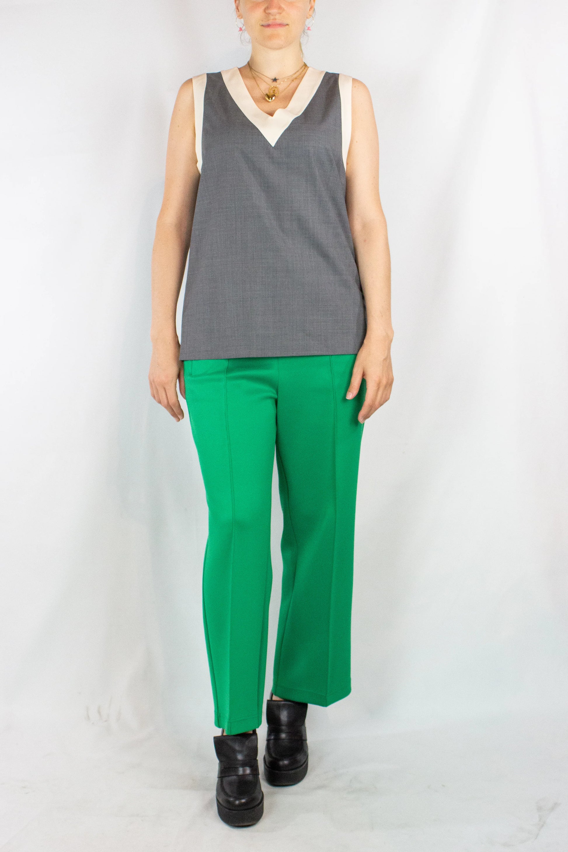 Grey Tank Top with Contrasting Hems SS2013