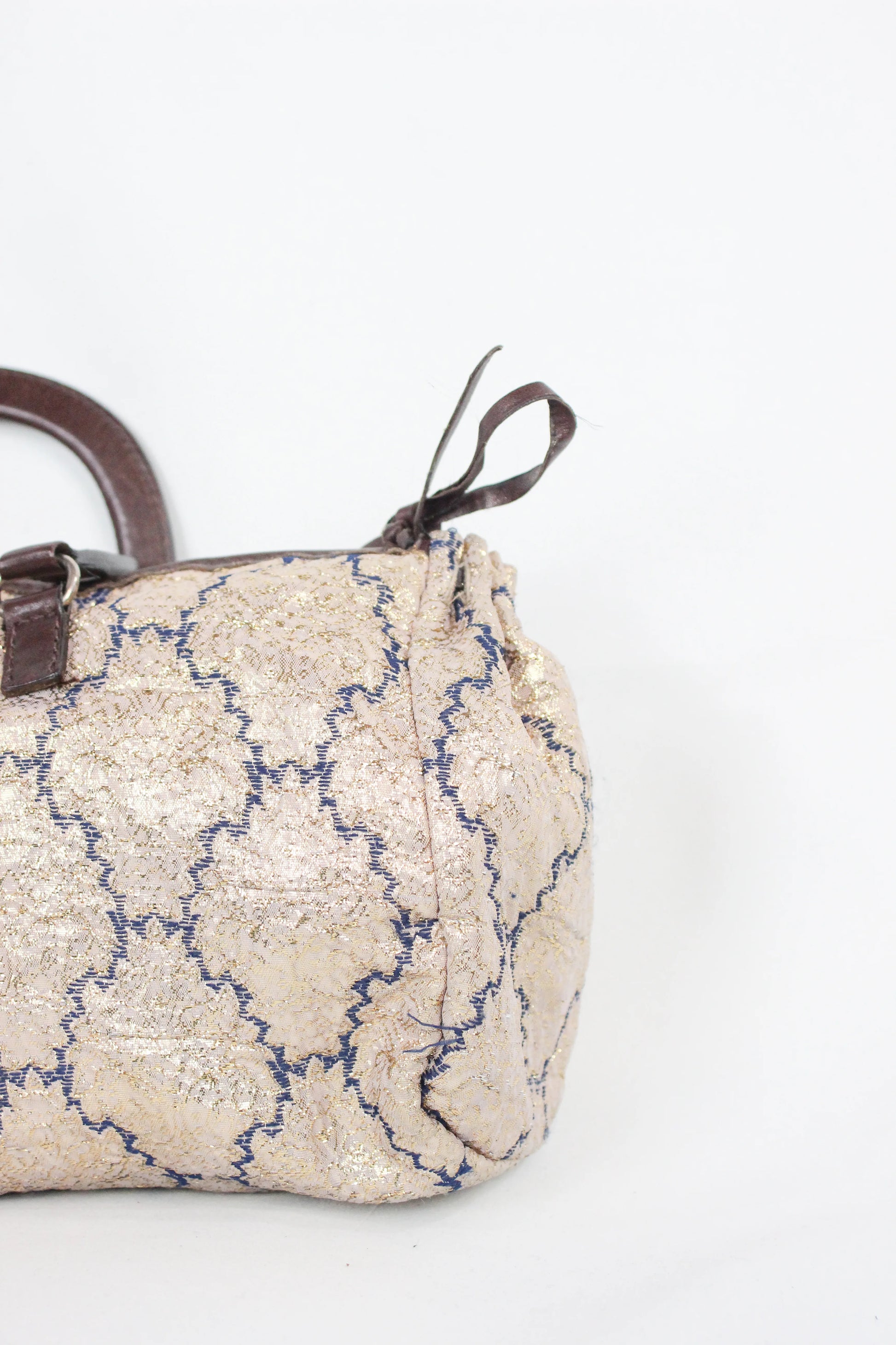 Golden canvas tile print handbag SS2002