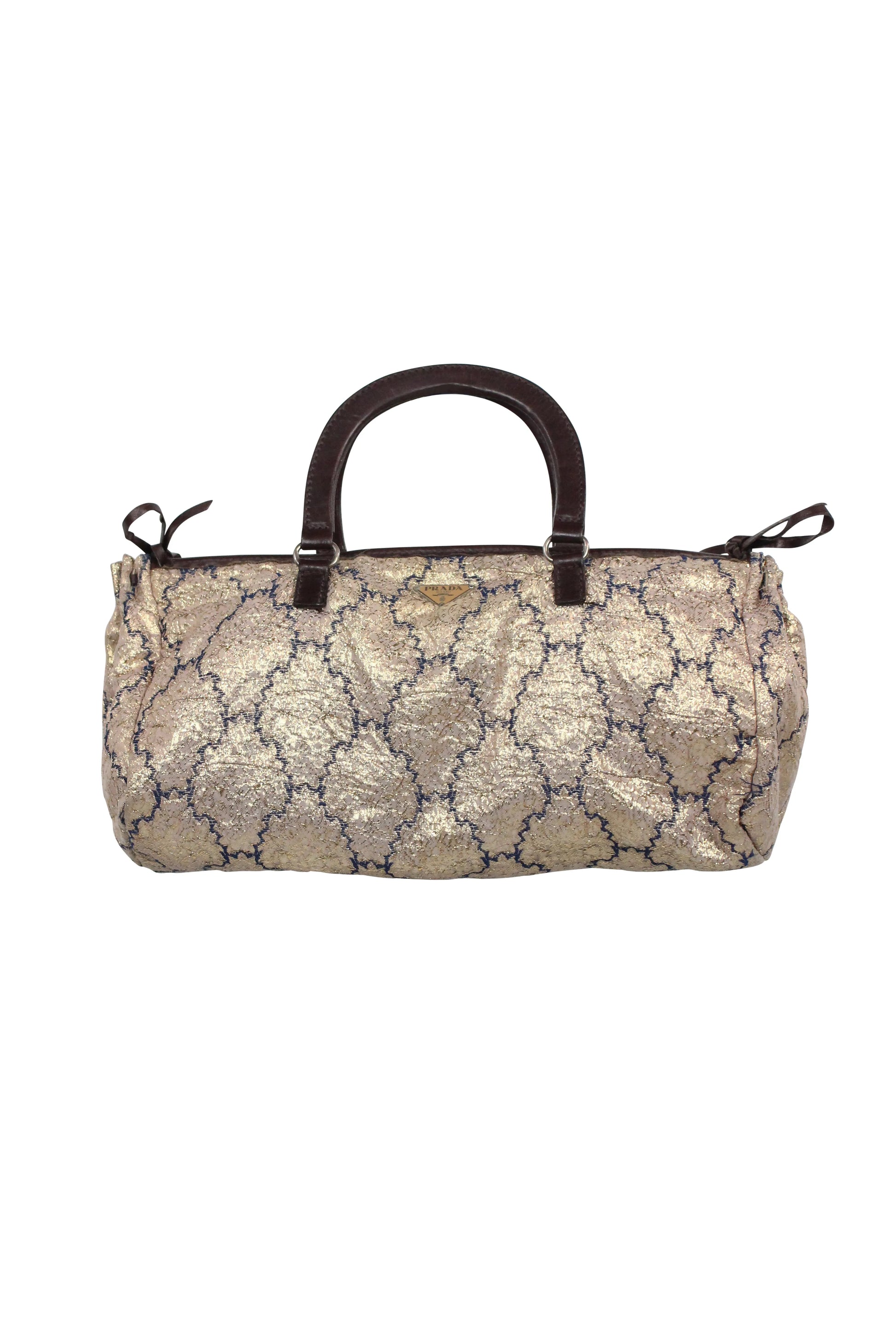 Golden canvas tile print handbag SS2002