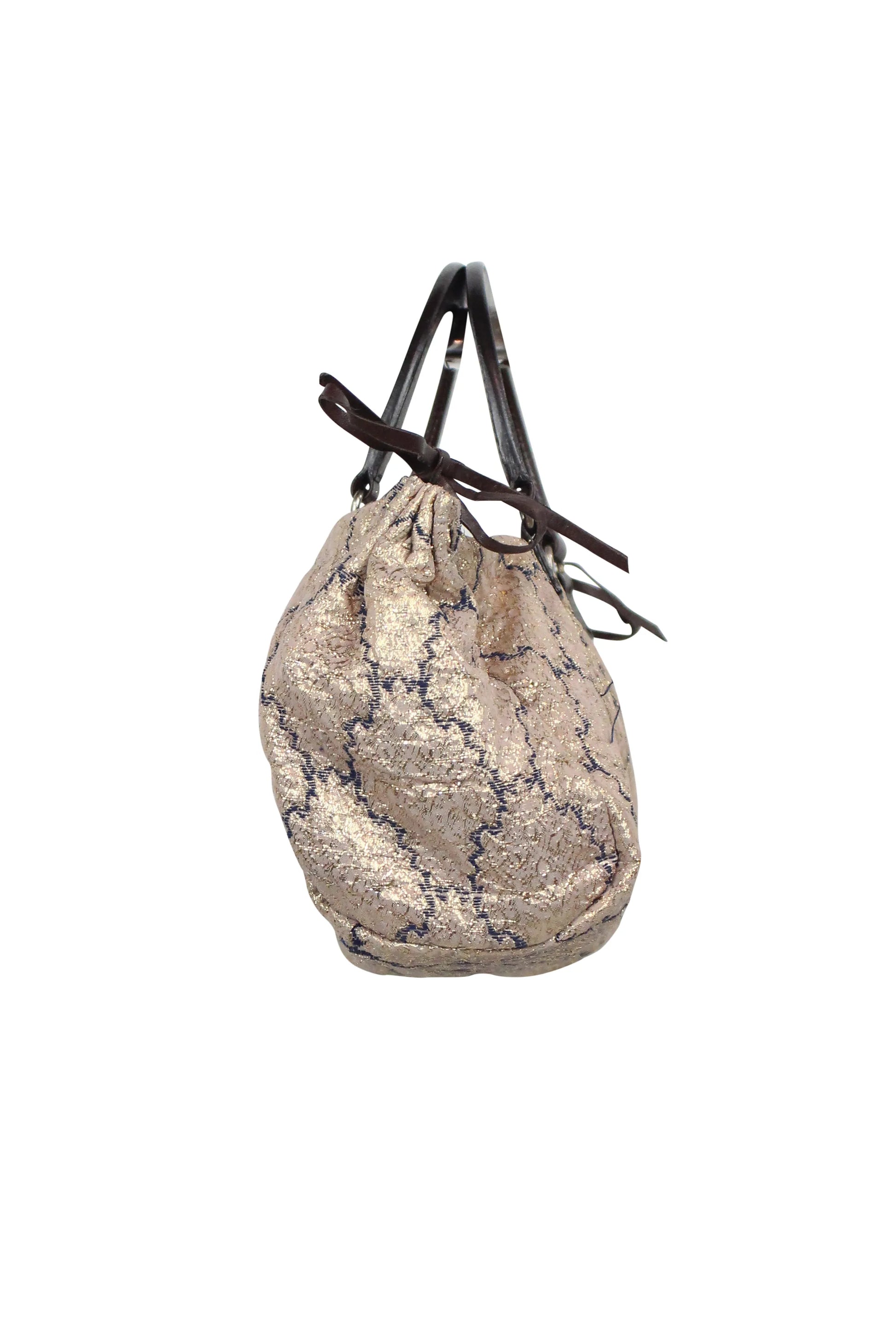 Golden canvas tile print handbag SS2002