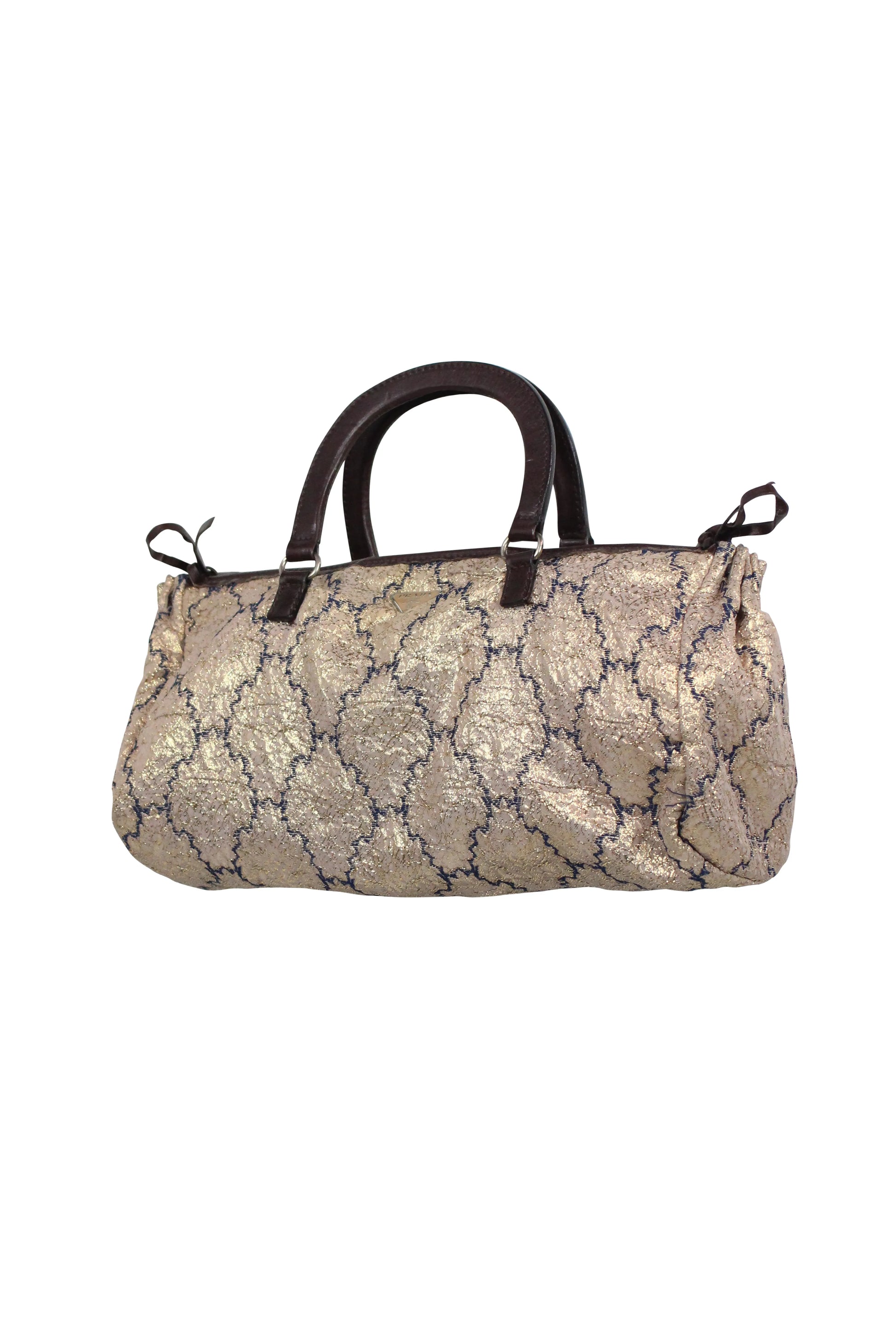 Golden canvas tile print handbag SS2002