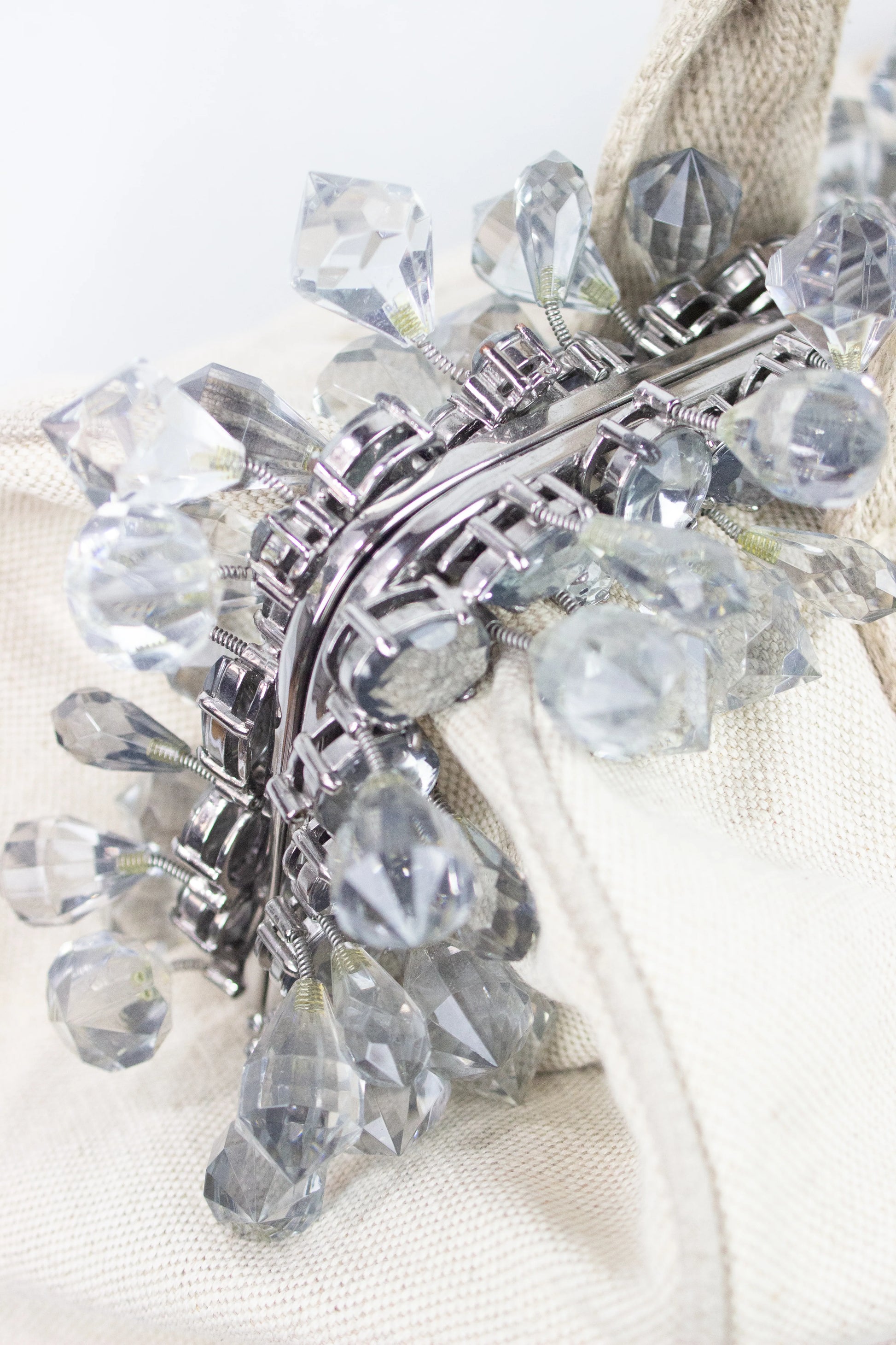 Natural canvas handbag with crystals SS2010