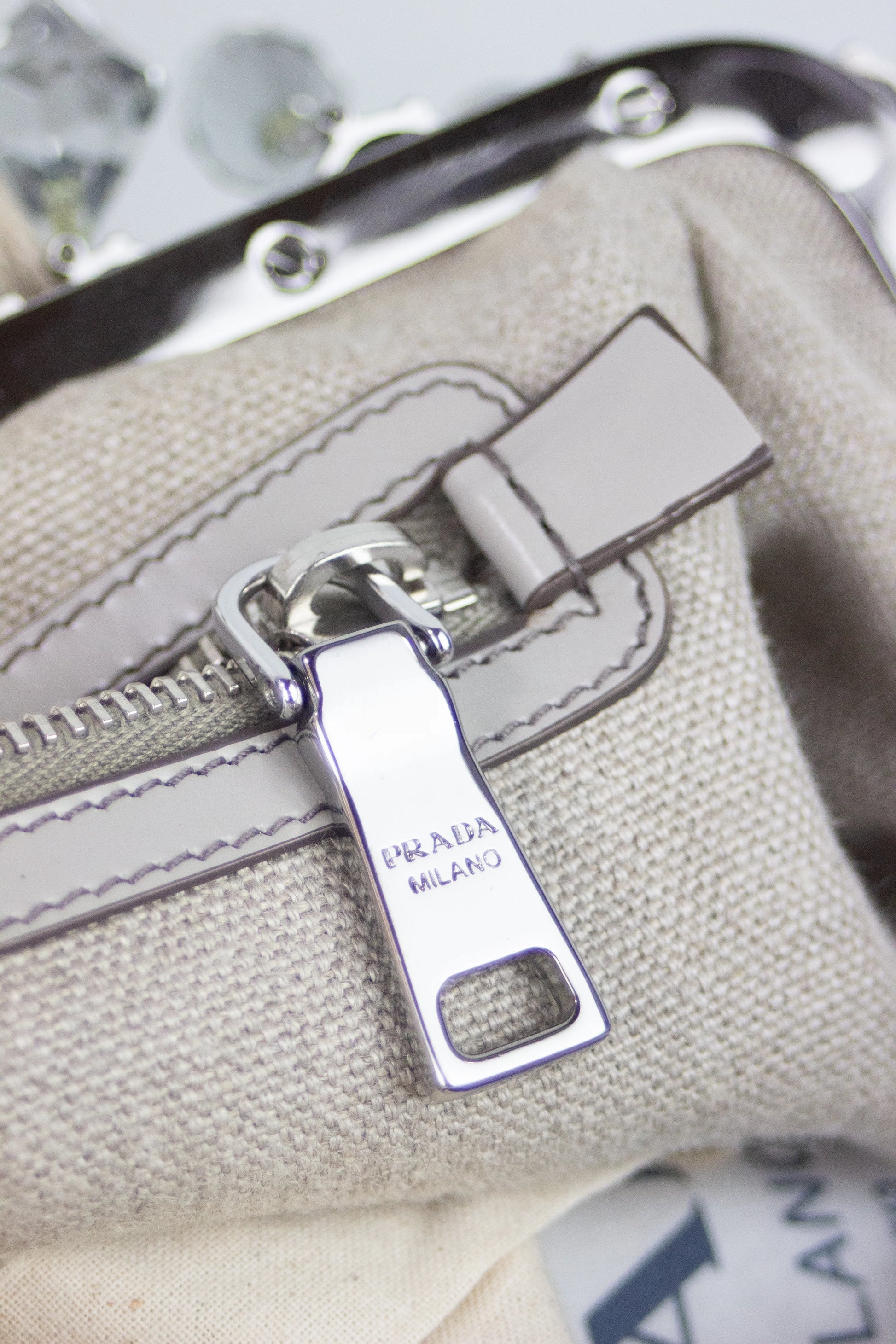 Natural canvas handbag with crystals SS2010