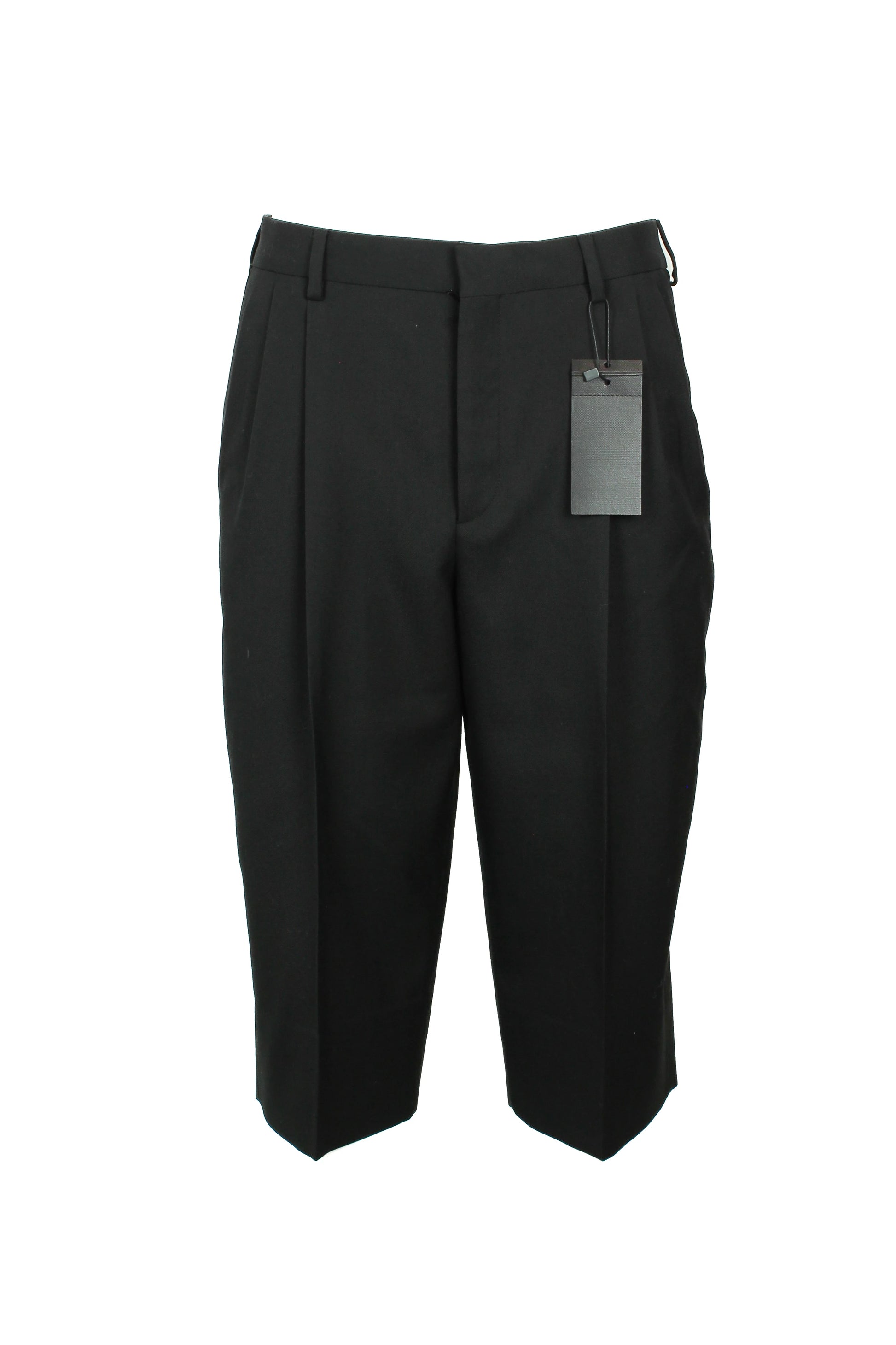 Black Wool Knee-Length Bermuda Shorts