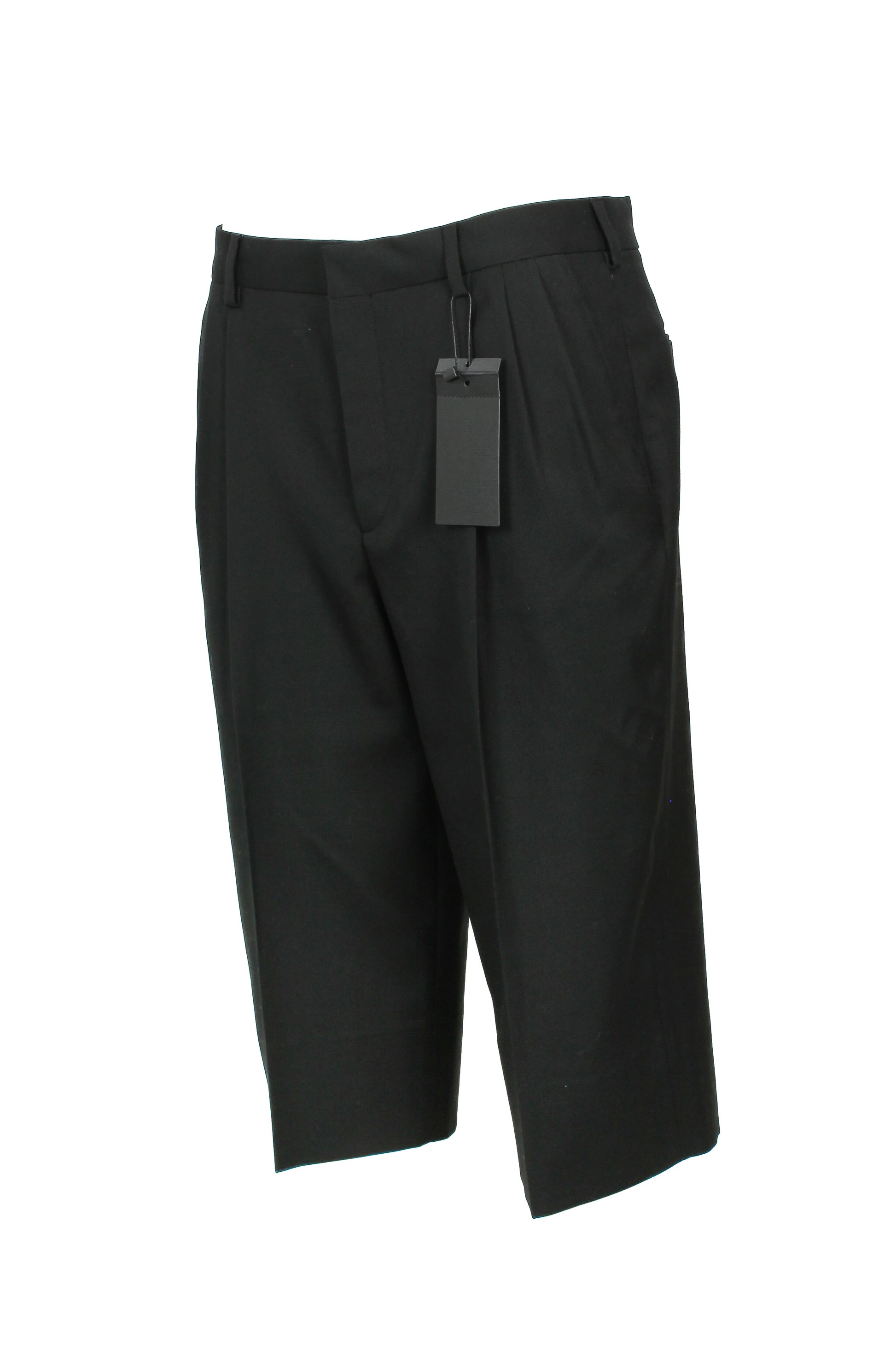 Black Wool Knee-Length Bermuda Shorts