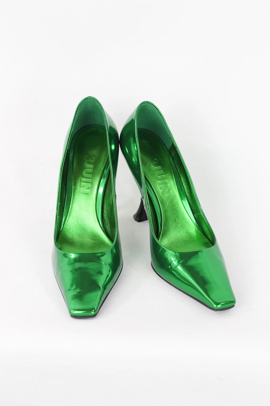 Metallic Green Pointed-Toe Stiletto Pumps