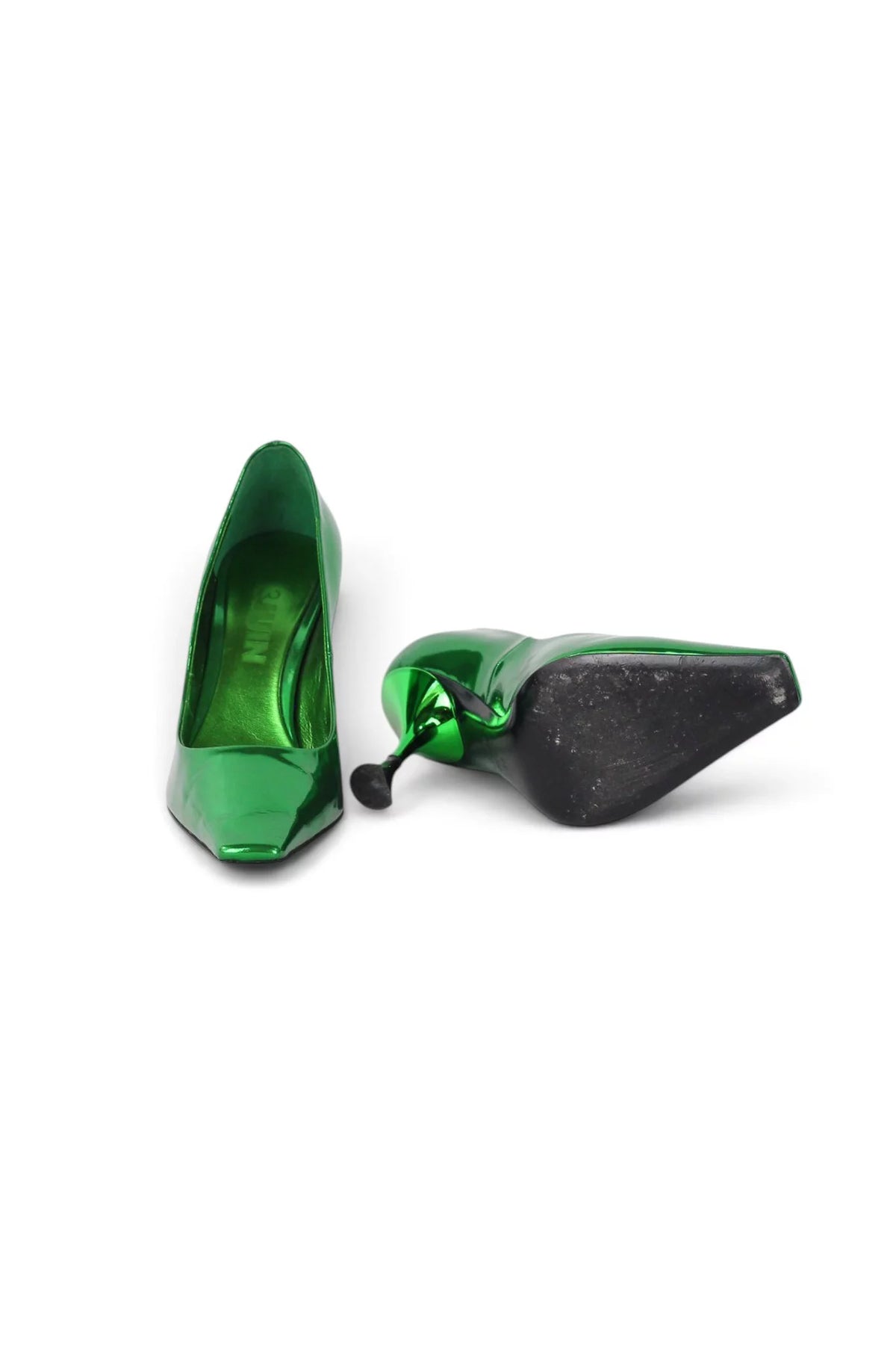 Metallic Green Pointed-Toe Stiletto Pumps