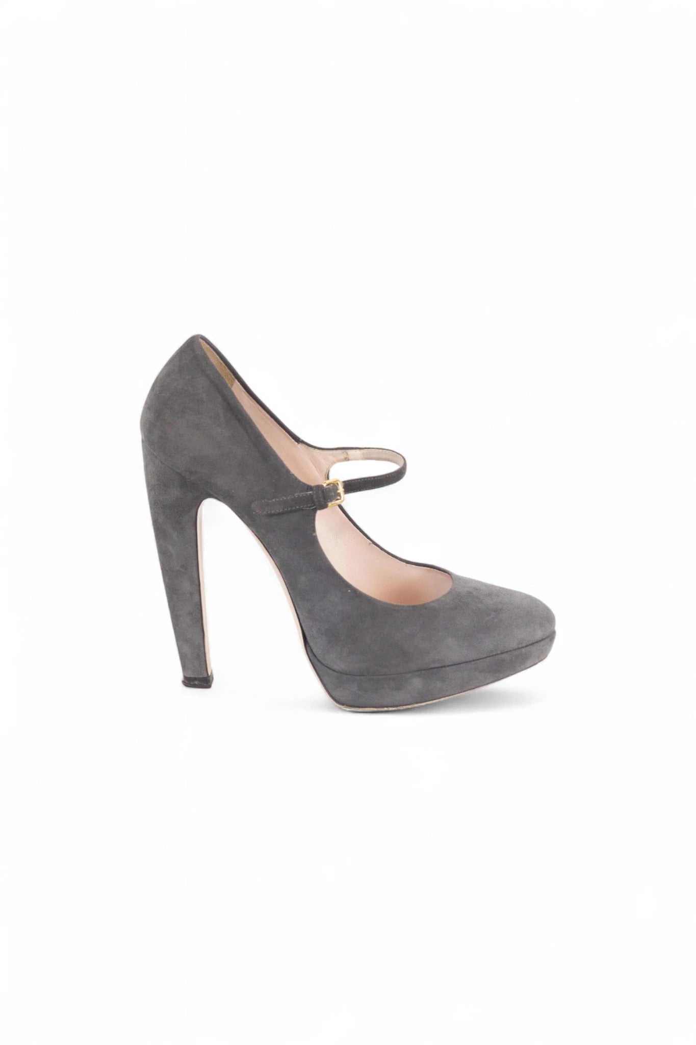 Grey Suede Mary Jane Heels