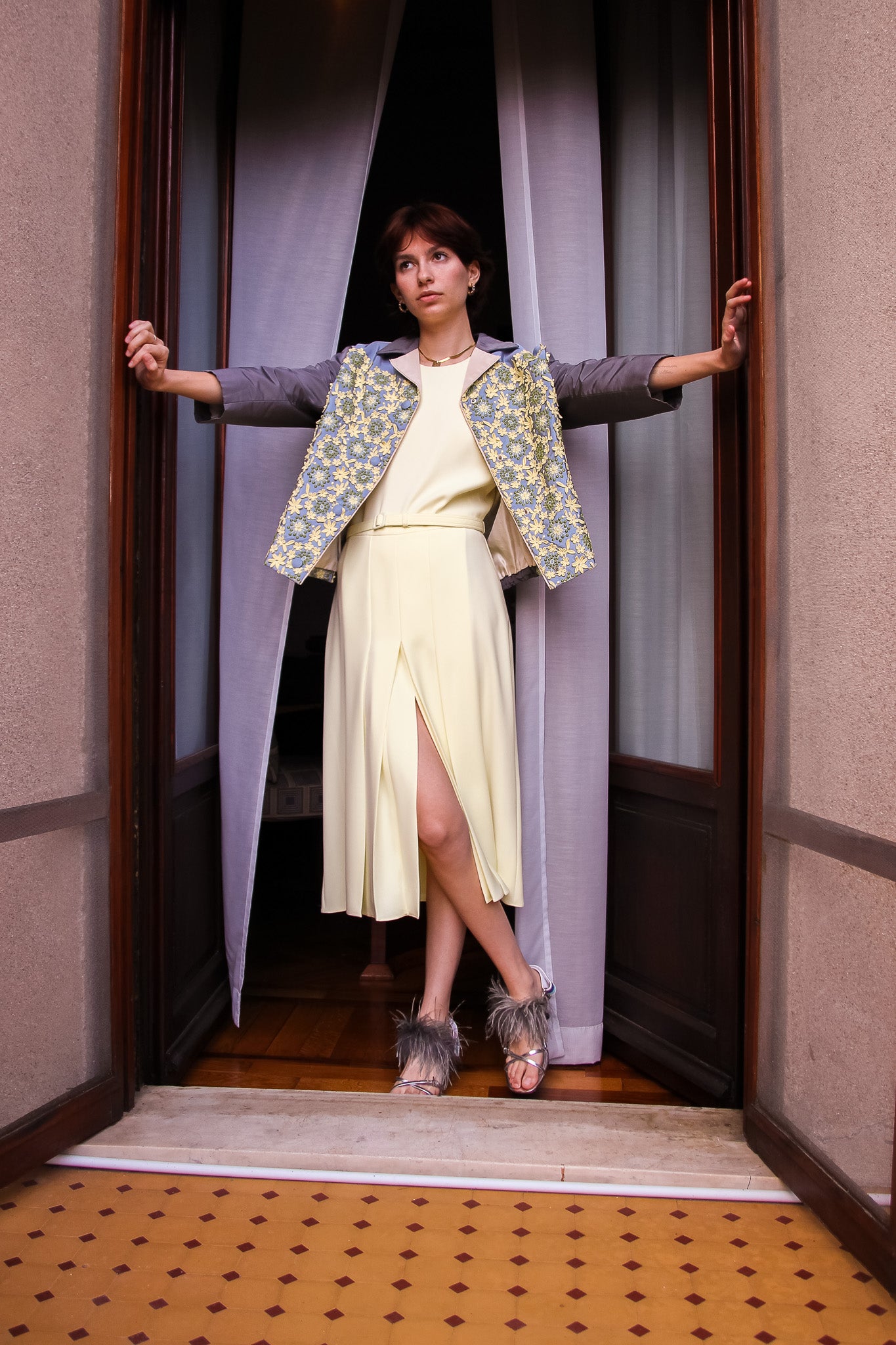 Yellow A-line dress Resort2015