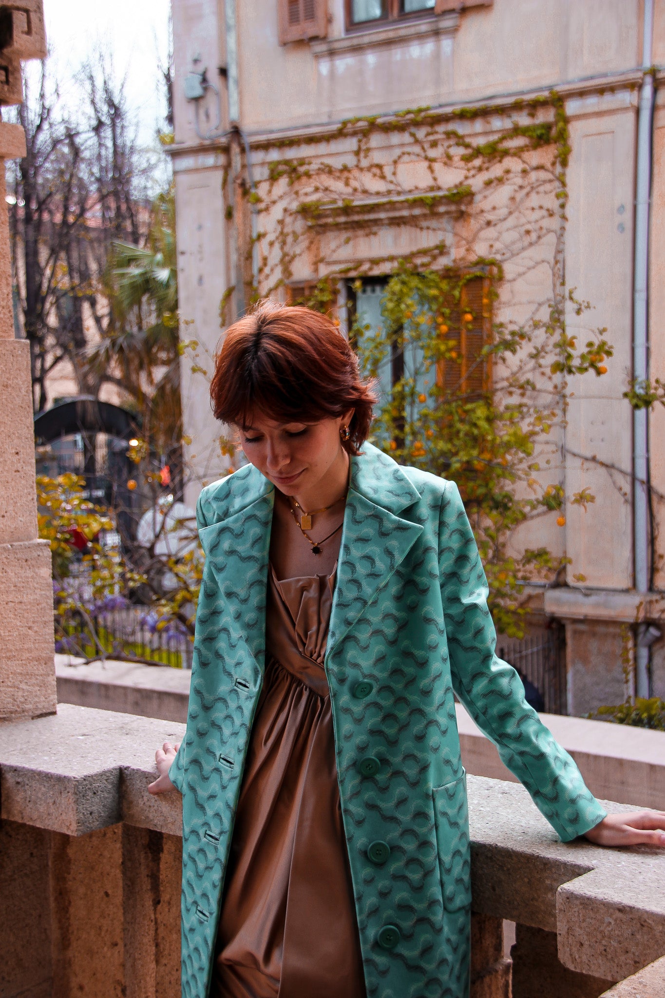 Rose gold pleated dress