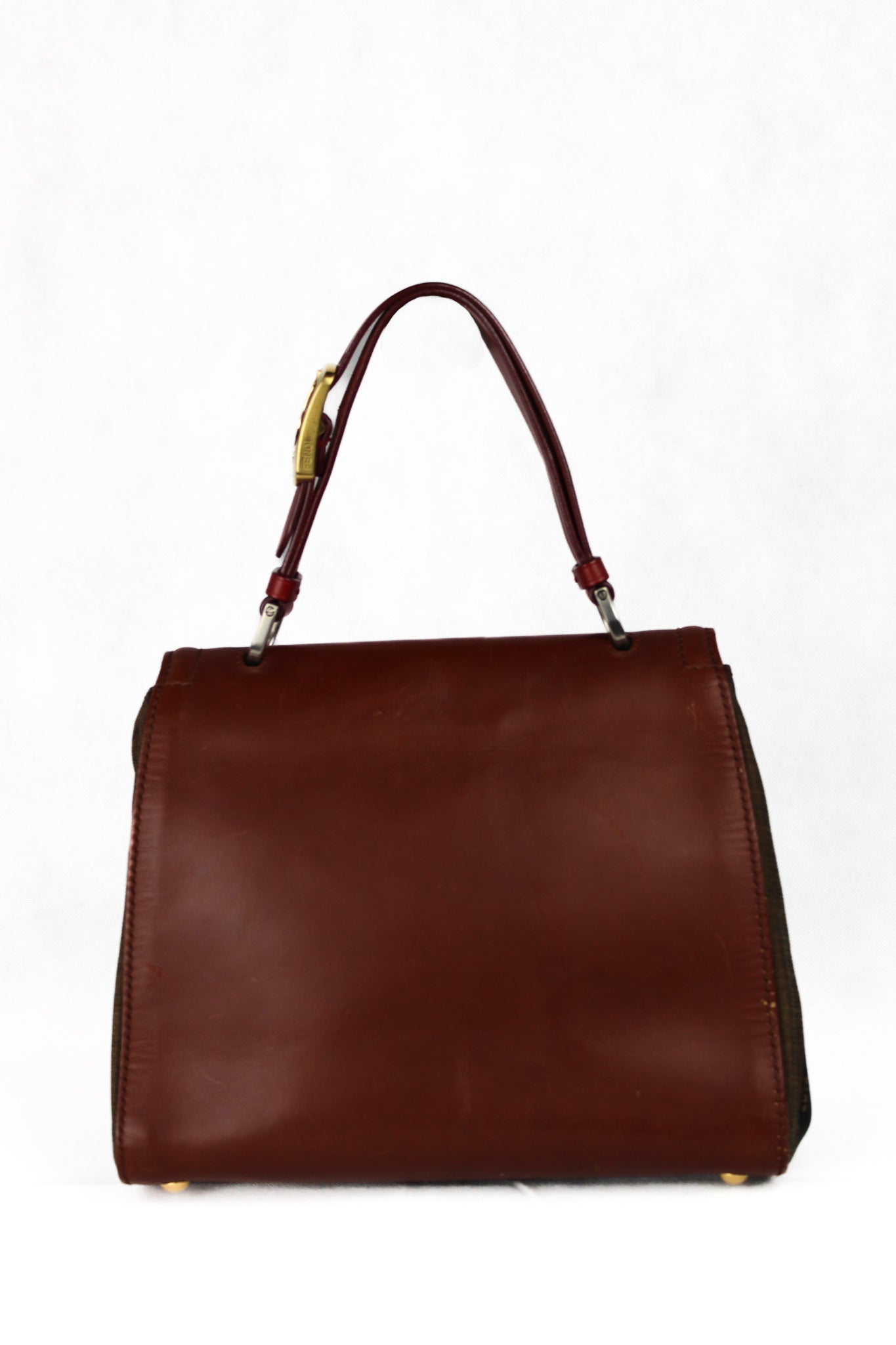 Silvana in striped canvas and tan leather