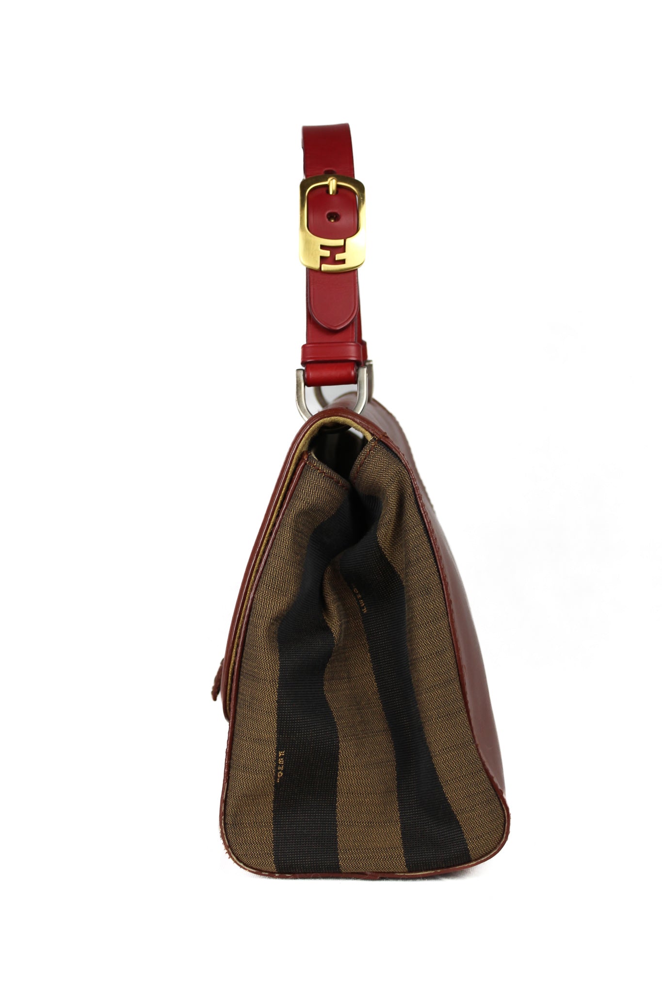 Silvana in striped canvas and tan leather