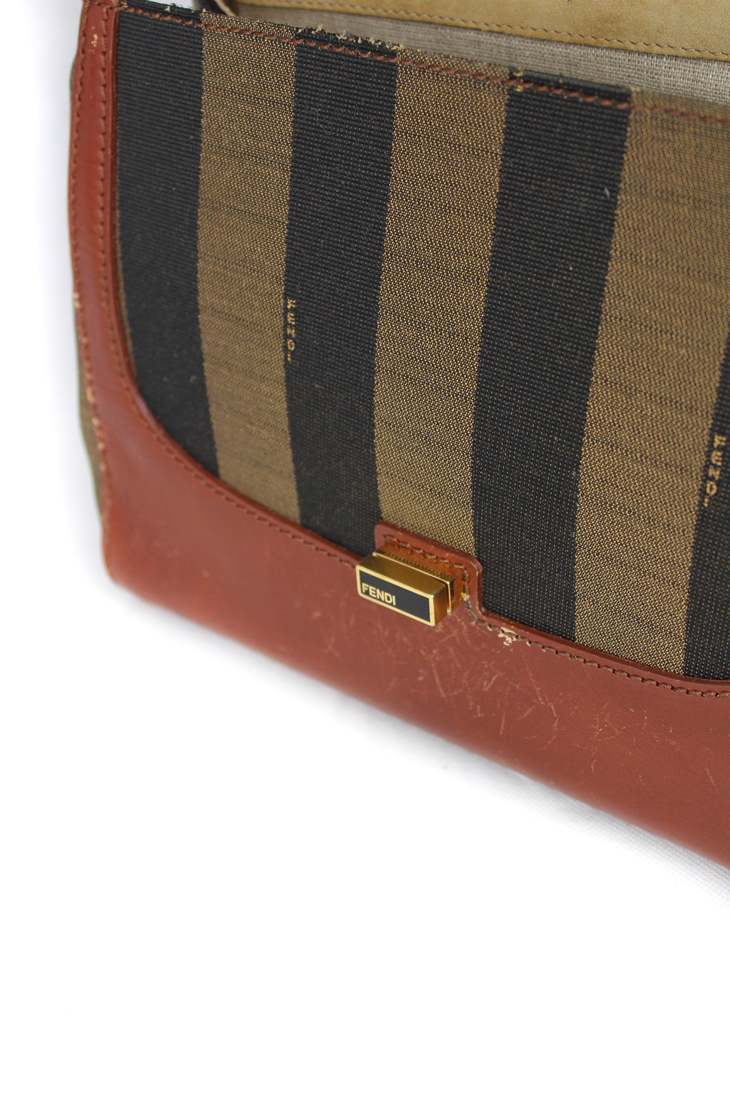 Silvana in striped canvas and tan leather