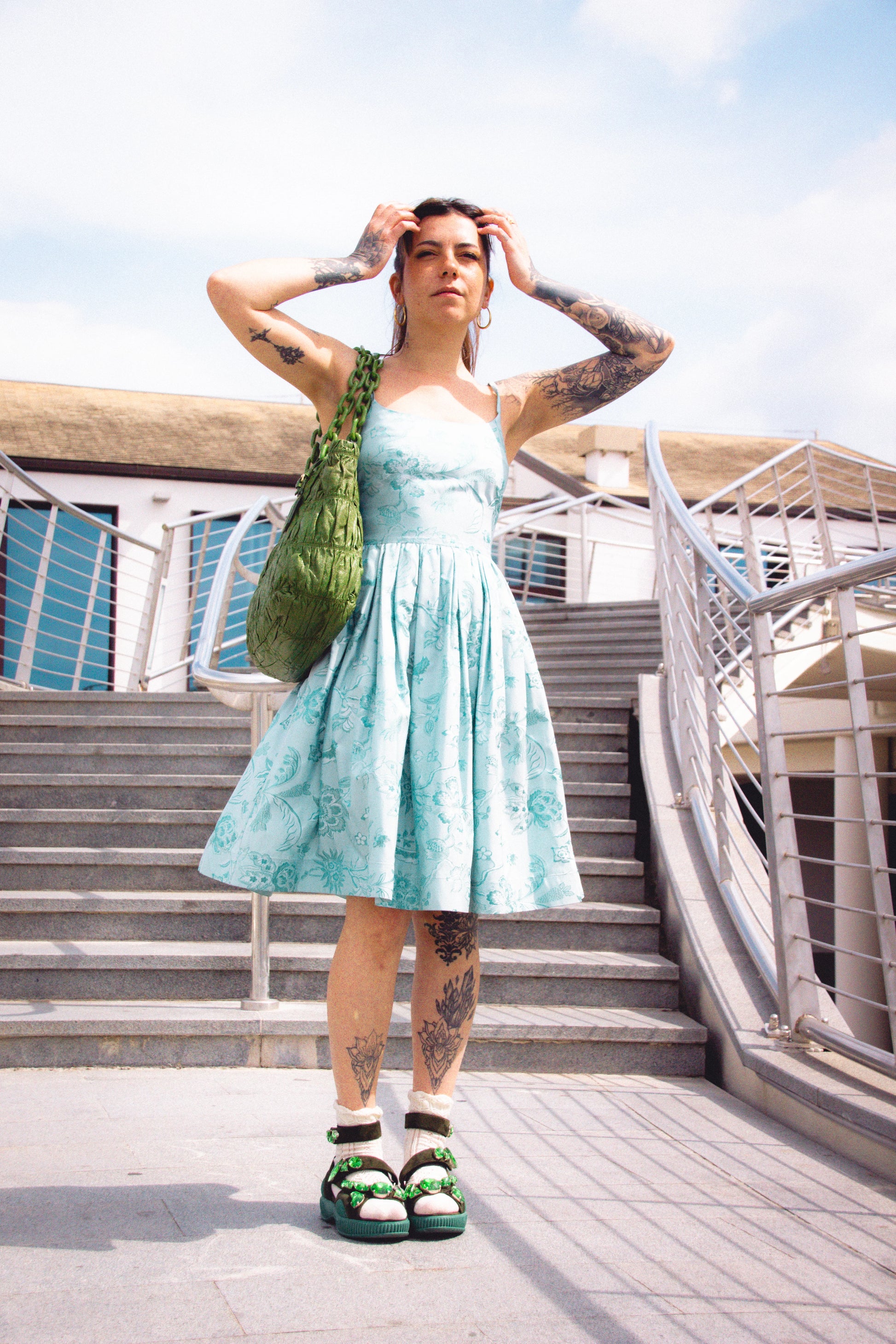 Tiffany Green Brocade Midi Dress