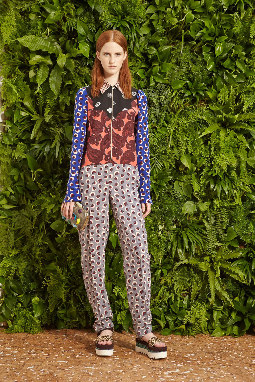 Patterned Silk Joggers with Elastic Waist RESORT2015