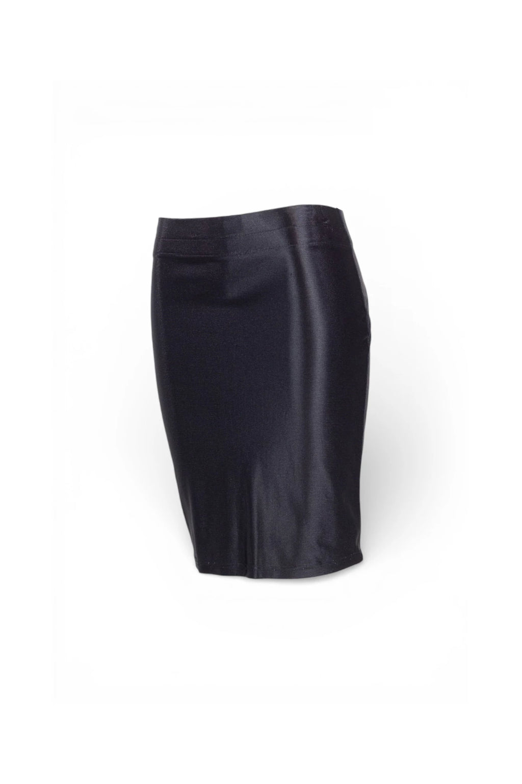 Black Stretch Pencil Skirt in Shiny Lycra