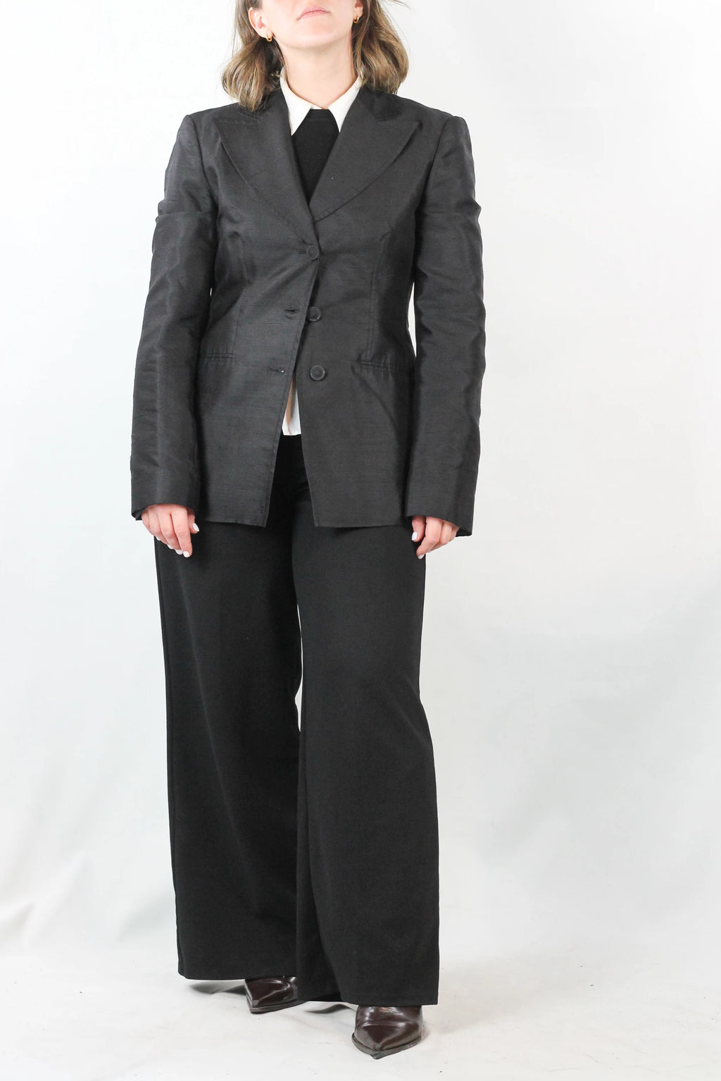 Black Chantung Blazer