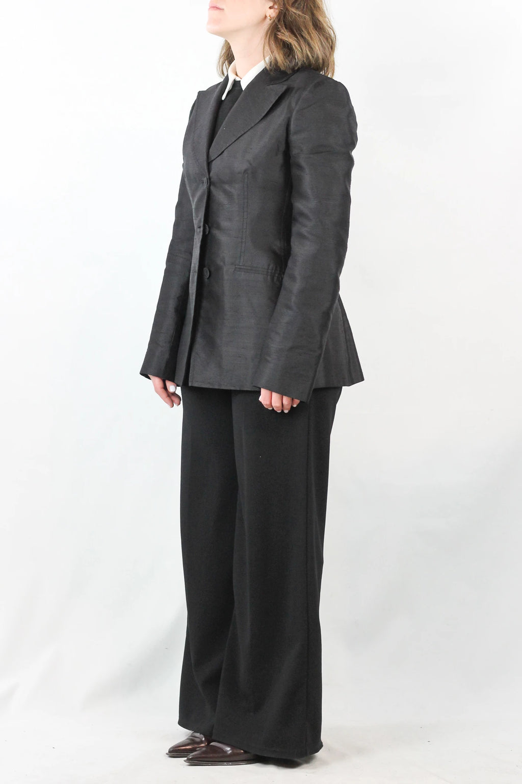 Black Chantung Blazer