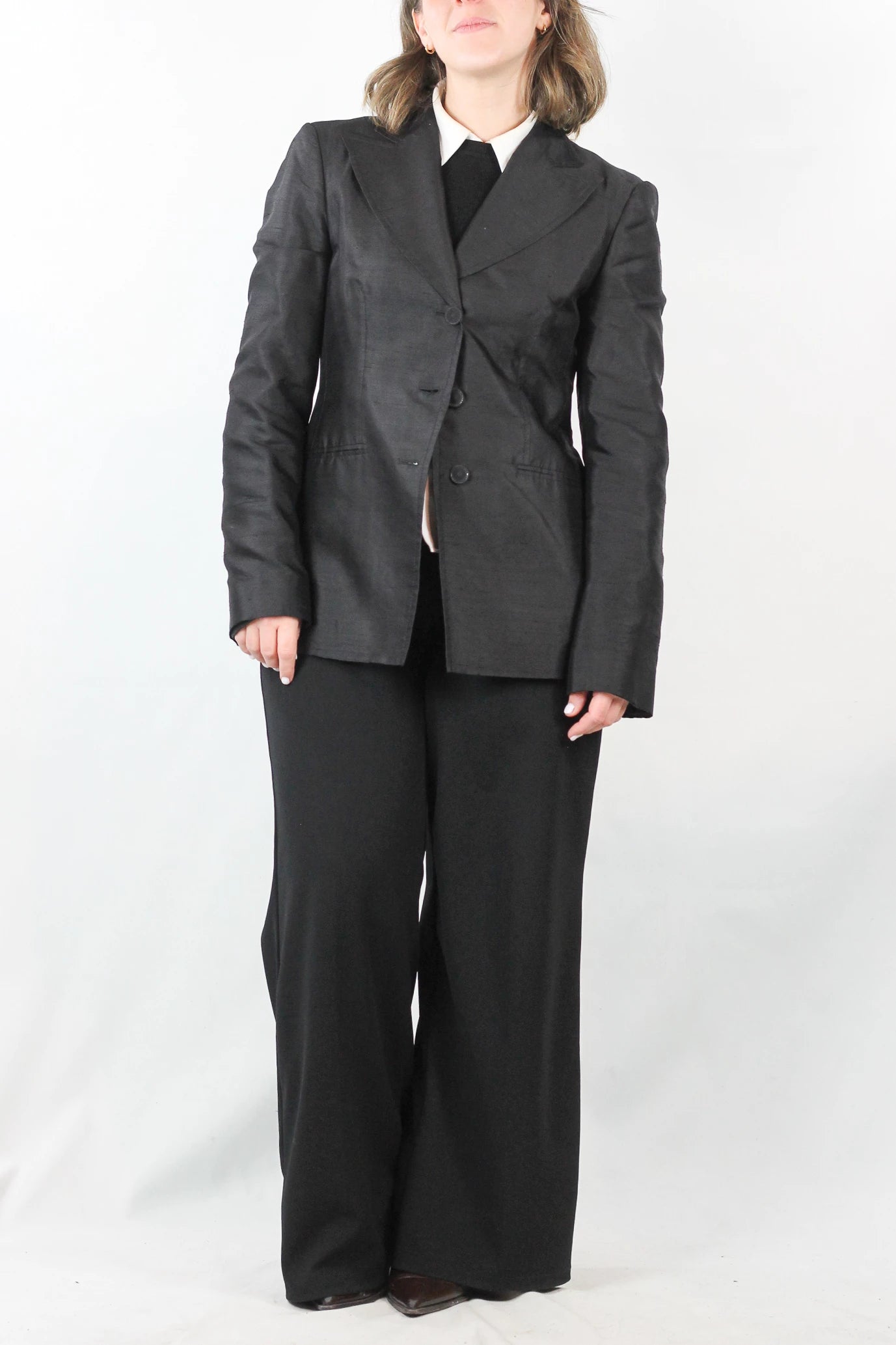 Black Chantung Blazer