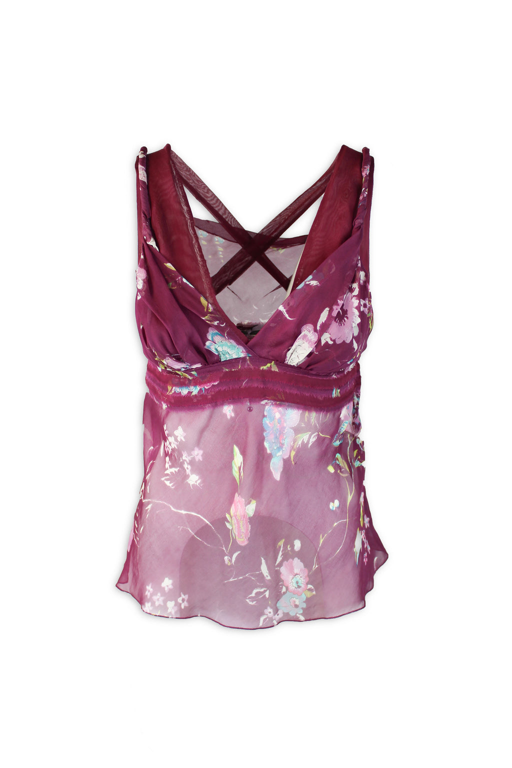 Bordeaux Sheer Silk Floral Top