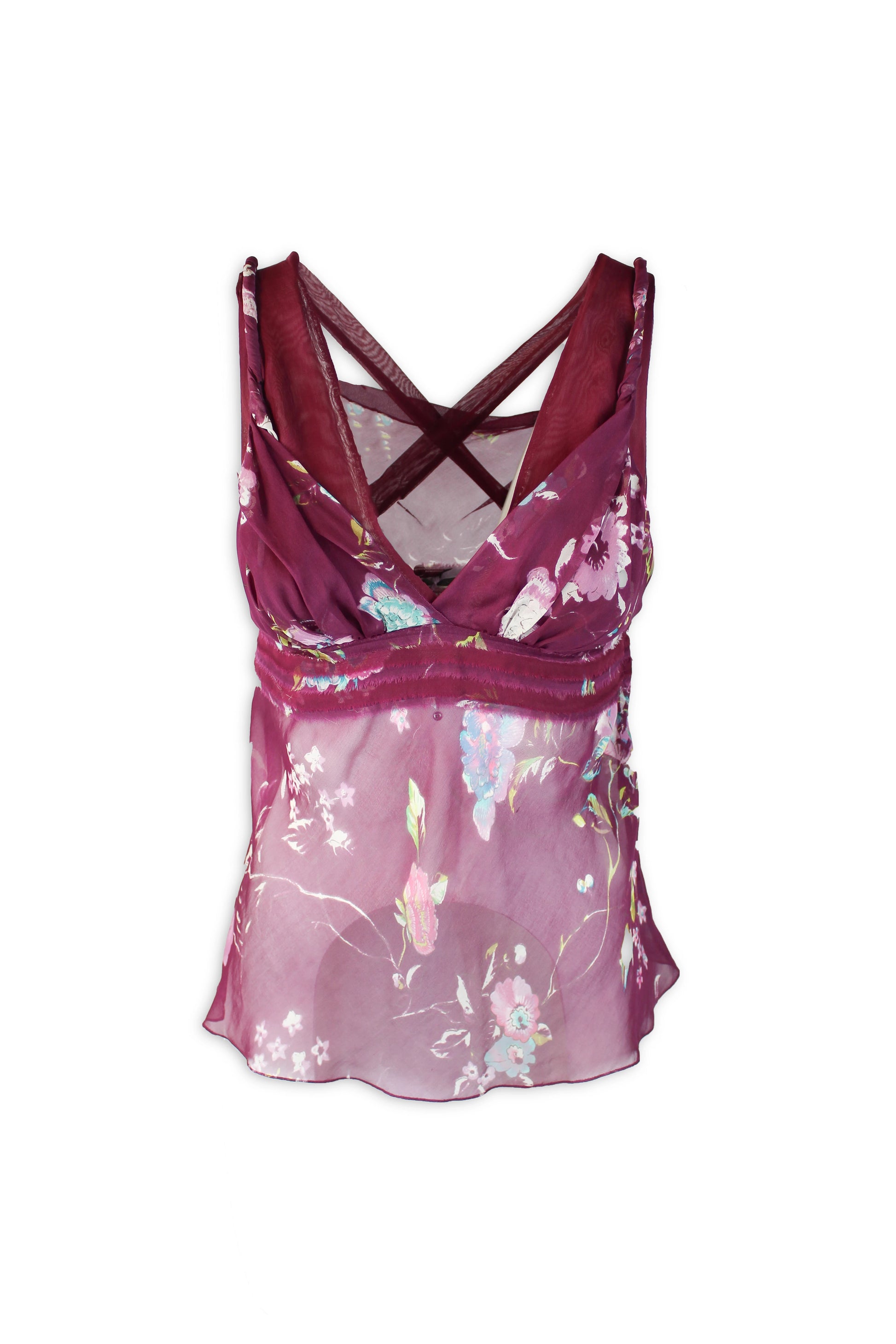 Bordeaux Sheer Silk Floral Top