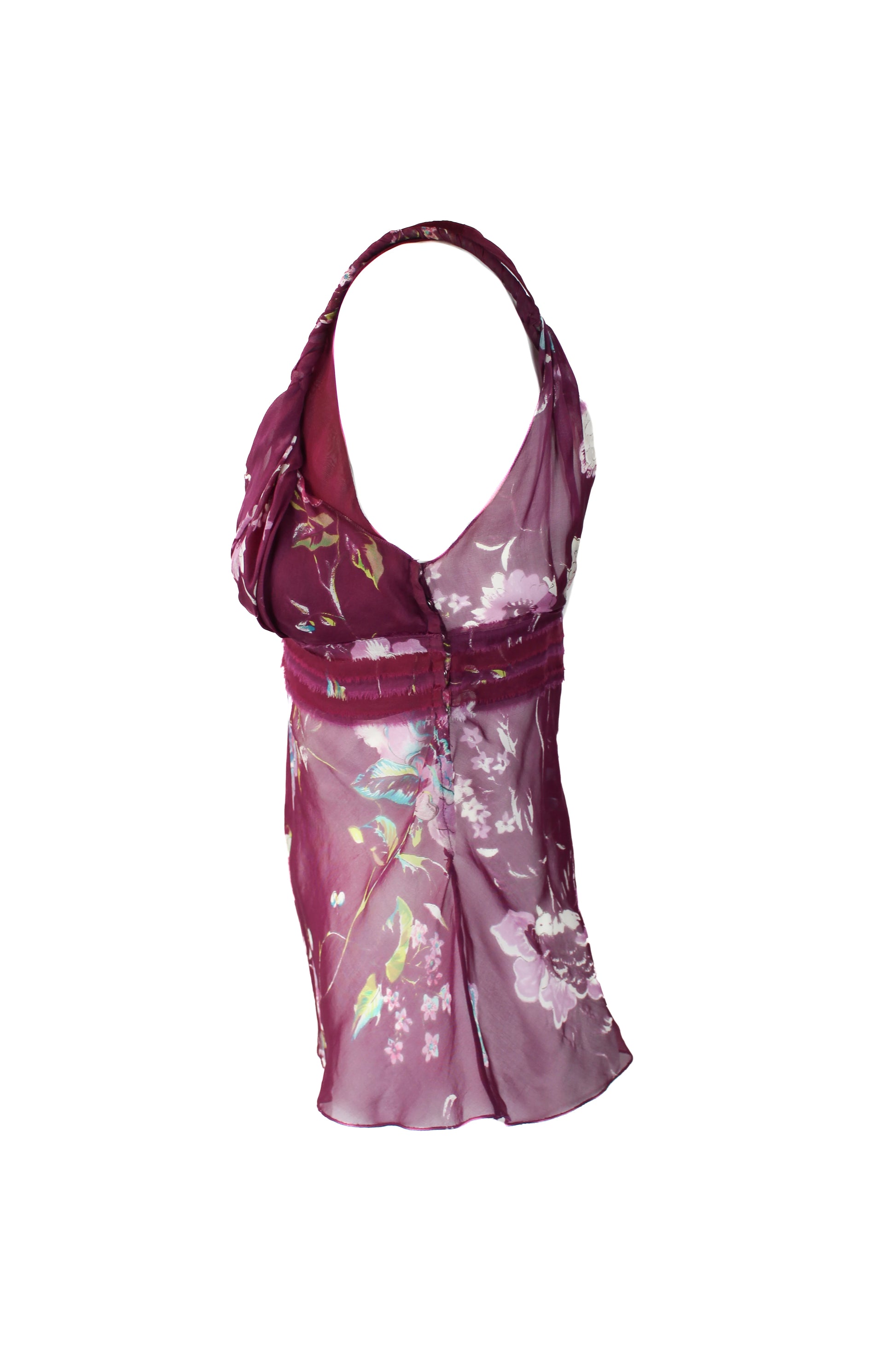 Bordeaux Sheer Silk Floral Top