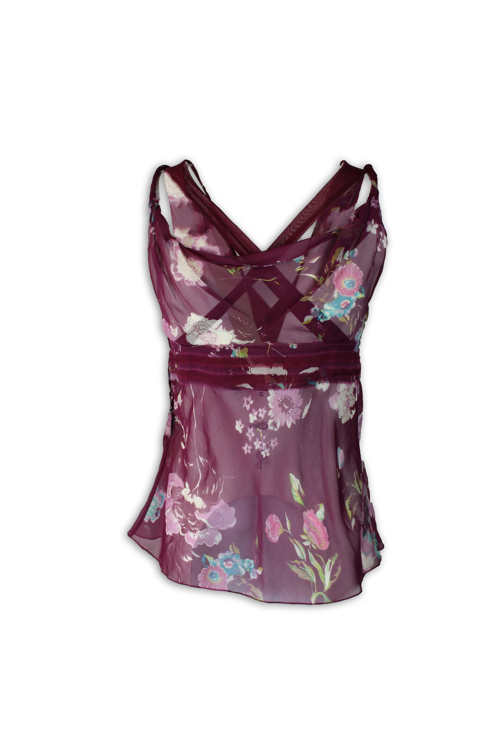 Bordeaux Sheer Silk Floral Top