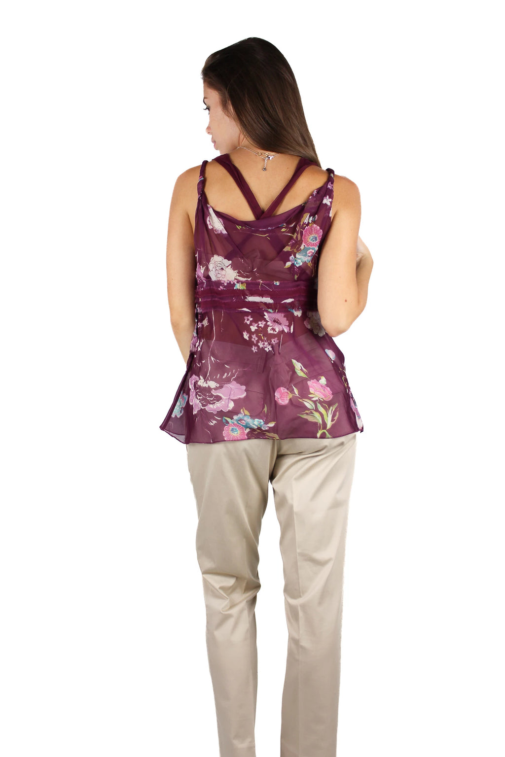 Bordeaux Sheer Silk Floral Top
