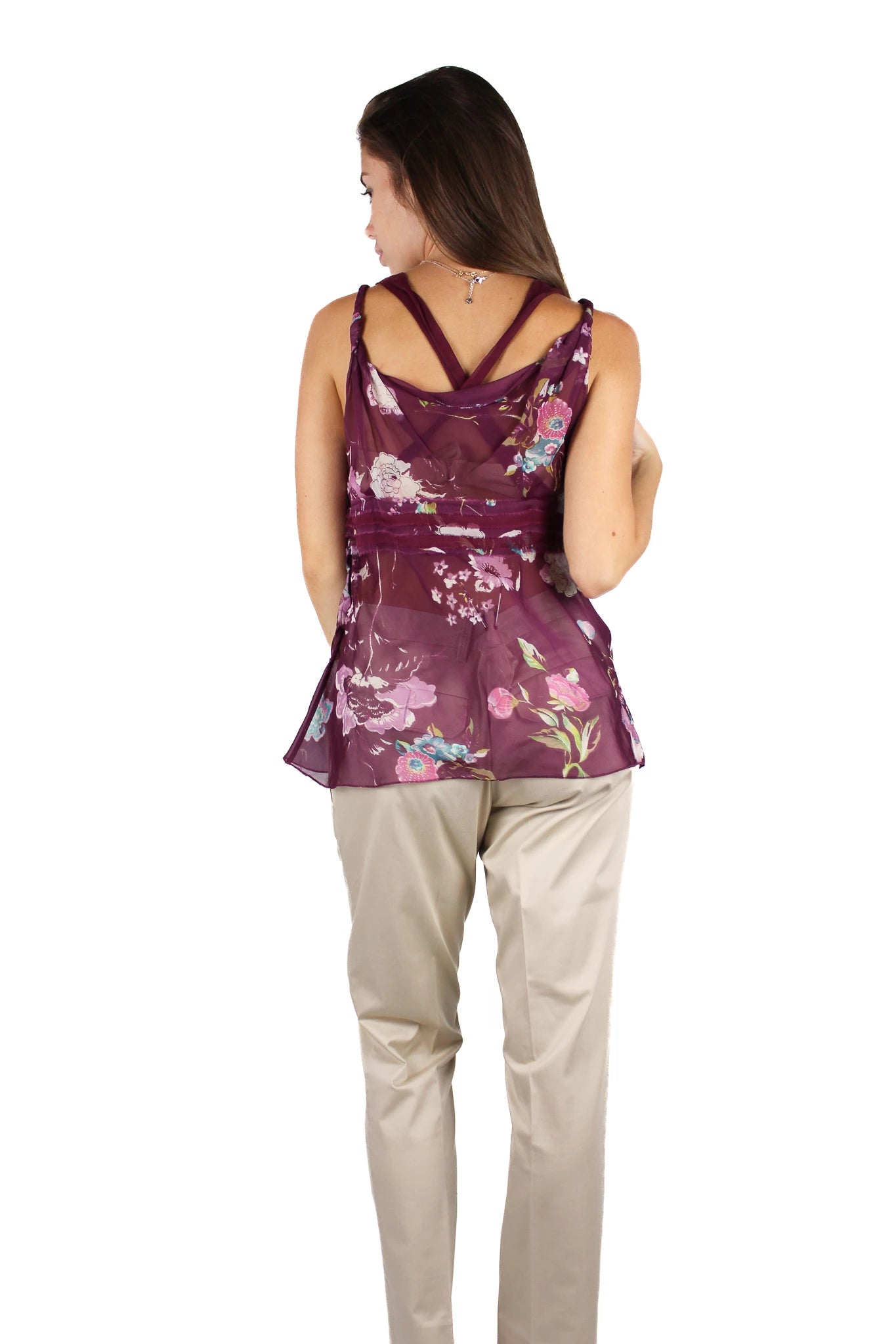 Bordeaux Sheer Silk Floral Top