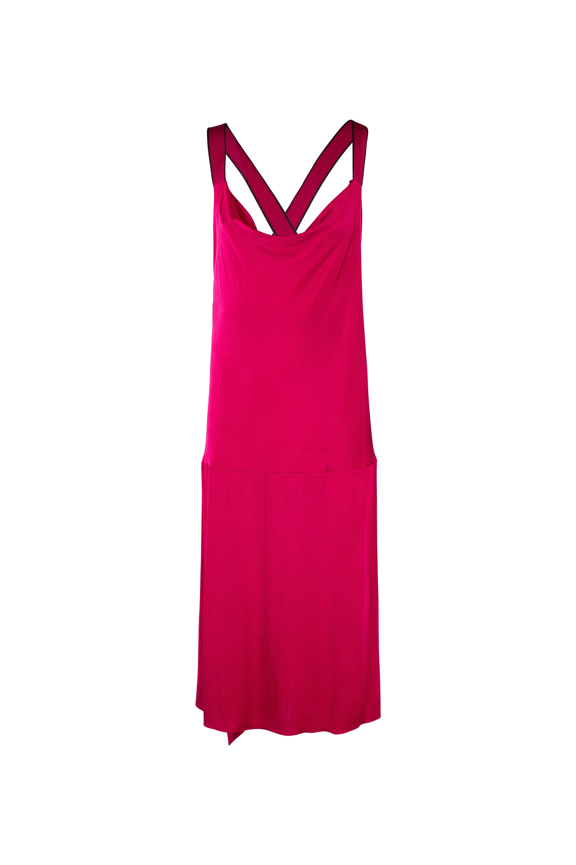 Fucsia Dress with Open Back and Grosgrain Straps